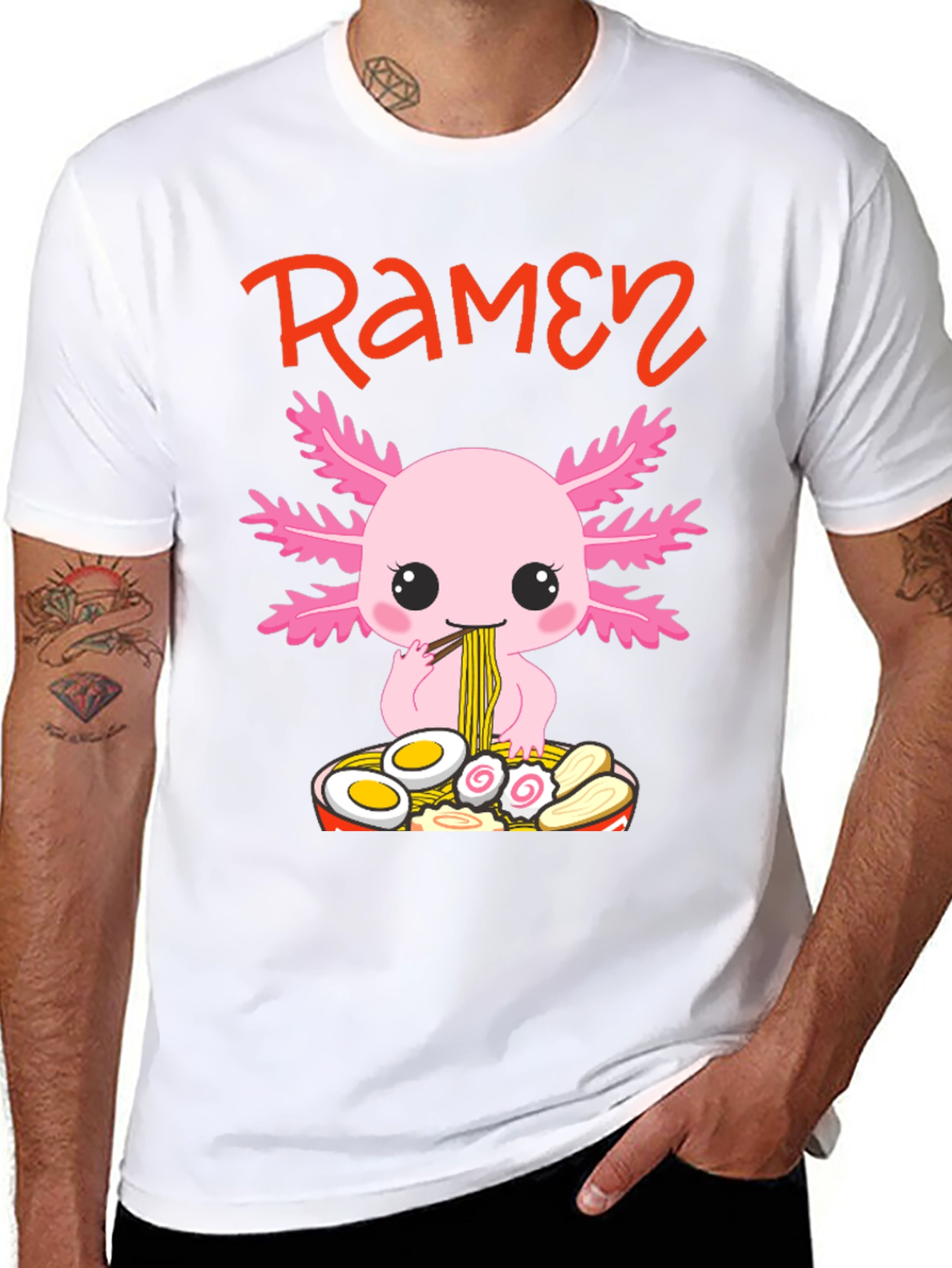 Axolotl Ramen Graphic T-Shirt - Cute Kawaii Design