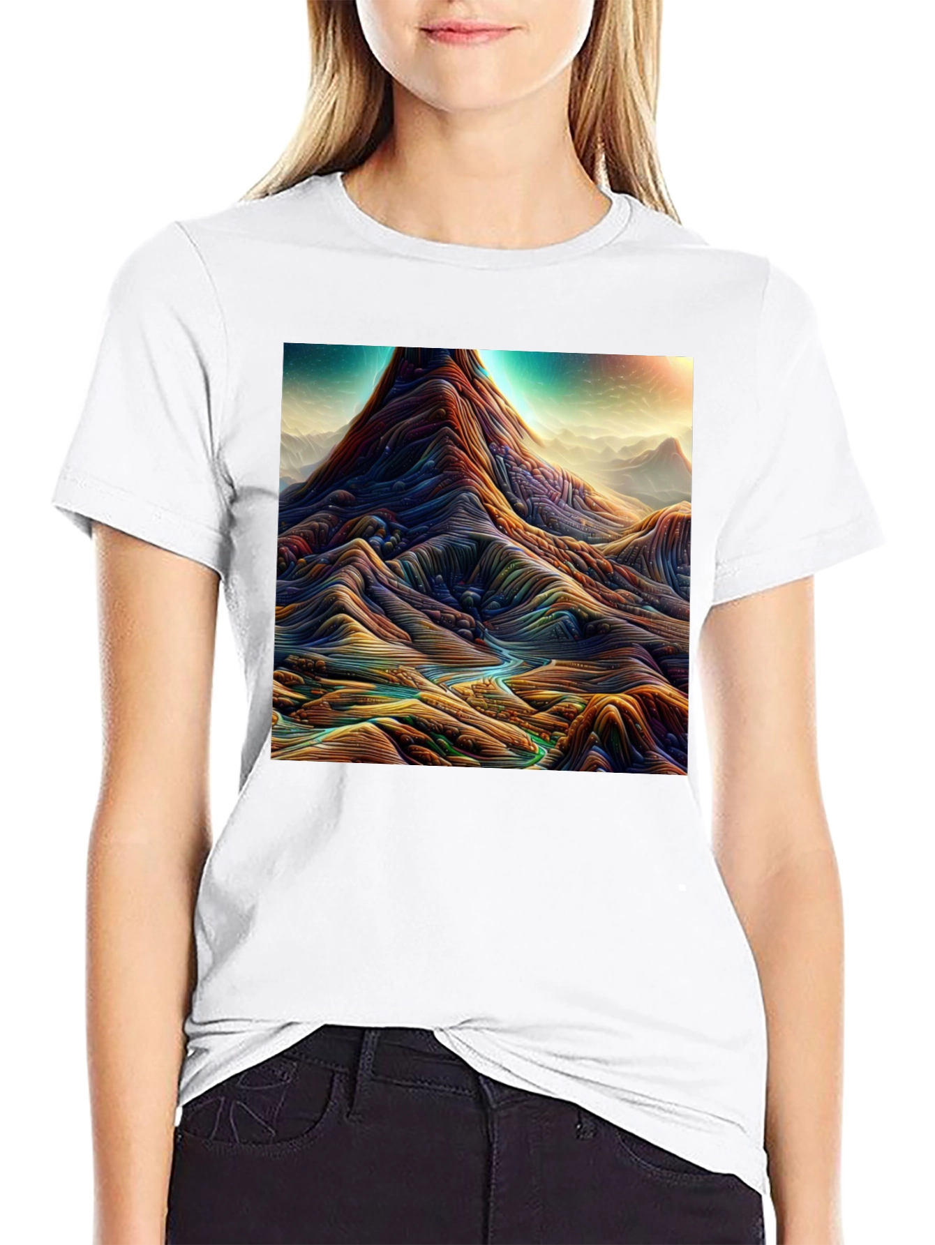 Abstract Landscape Graphic Tee - Stylish Mens T-Shirt
