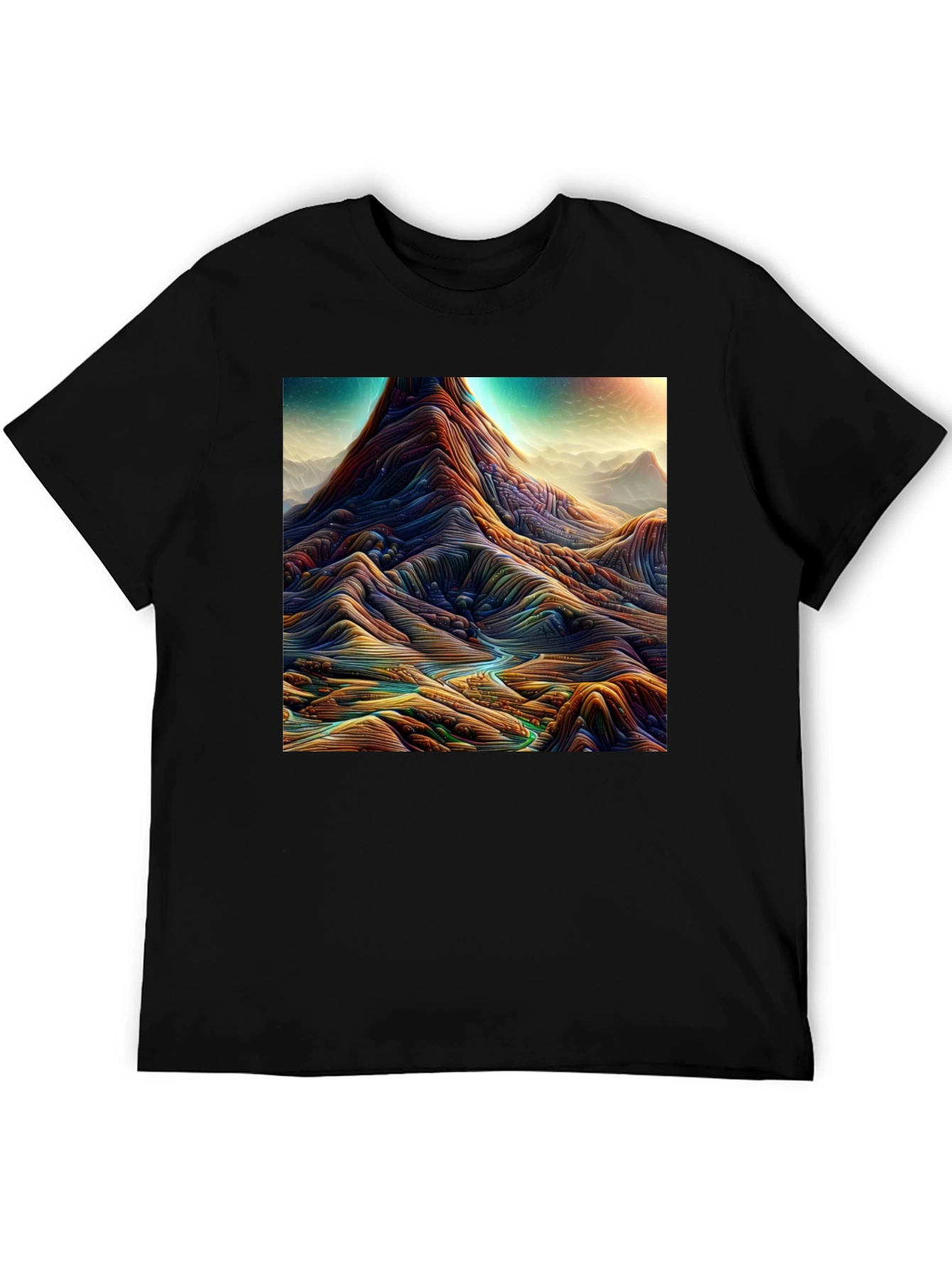 Abstract Landscape Graphic Tee - Stylish Mens T-Shirt