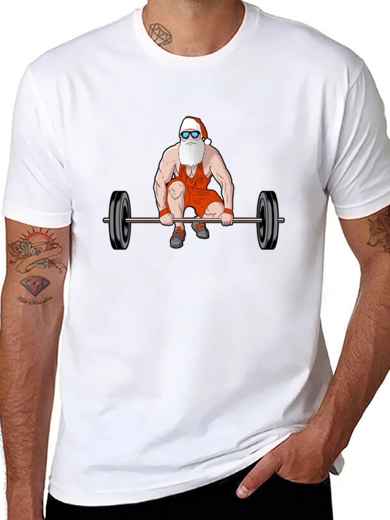 Santa Claus Weightlifting T-Shirt - Christmas Gym