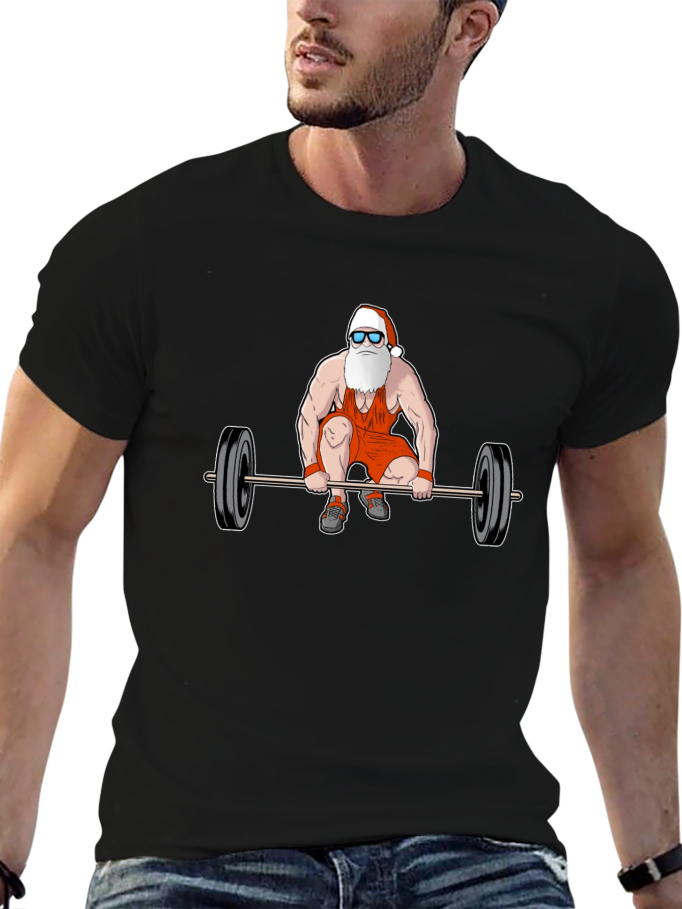 Santa Claus Weightlifting T-Shirt - Christmas Gym