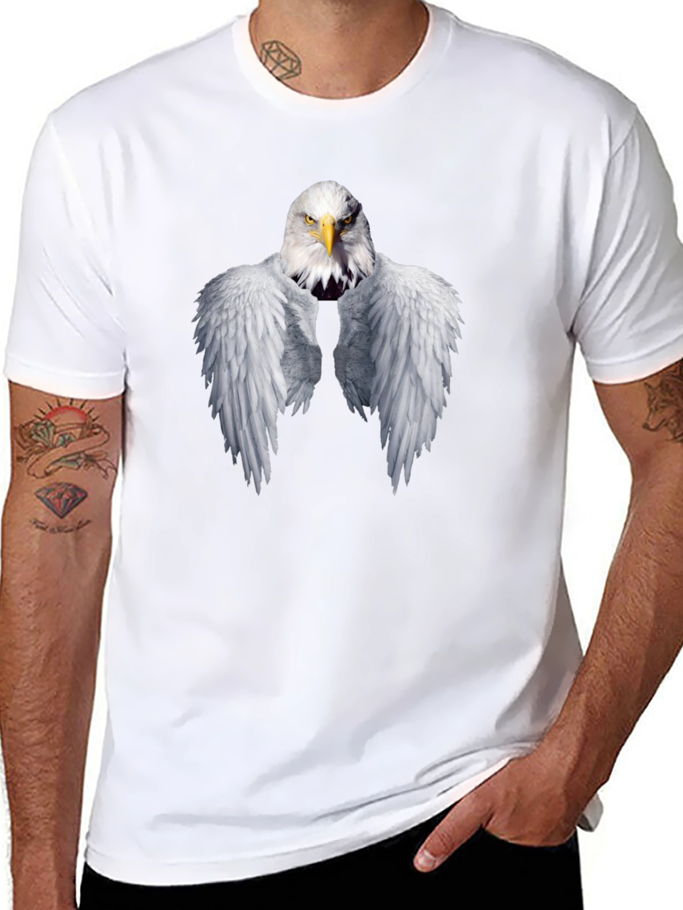 Eagle Wings Graphic T-Shirt - Black Cotton Tee