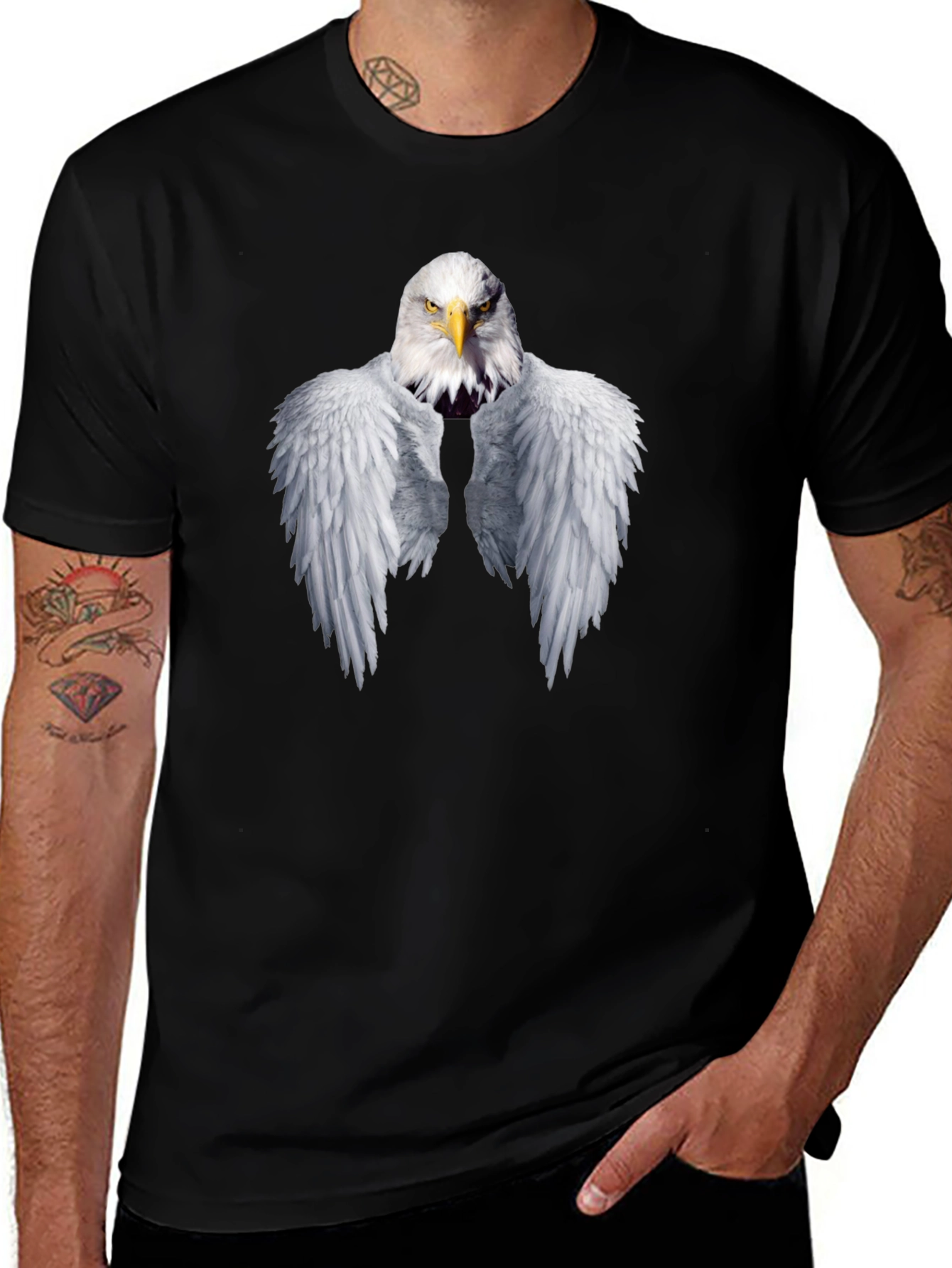 Eagle Wings Graphic T-Shirt - Black Cotton Tee