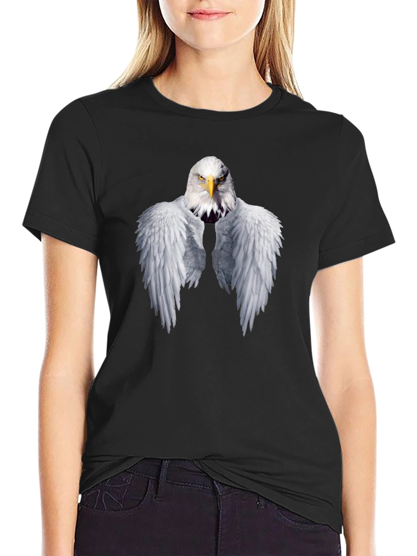 Eagle Wings Graphic T-Shirt - Black Cotton Tee
