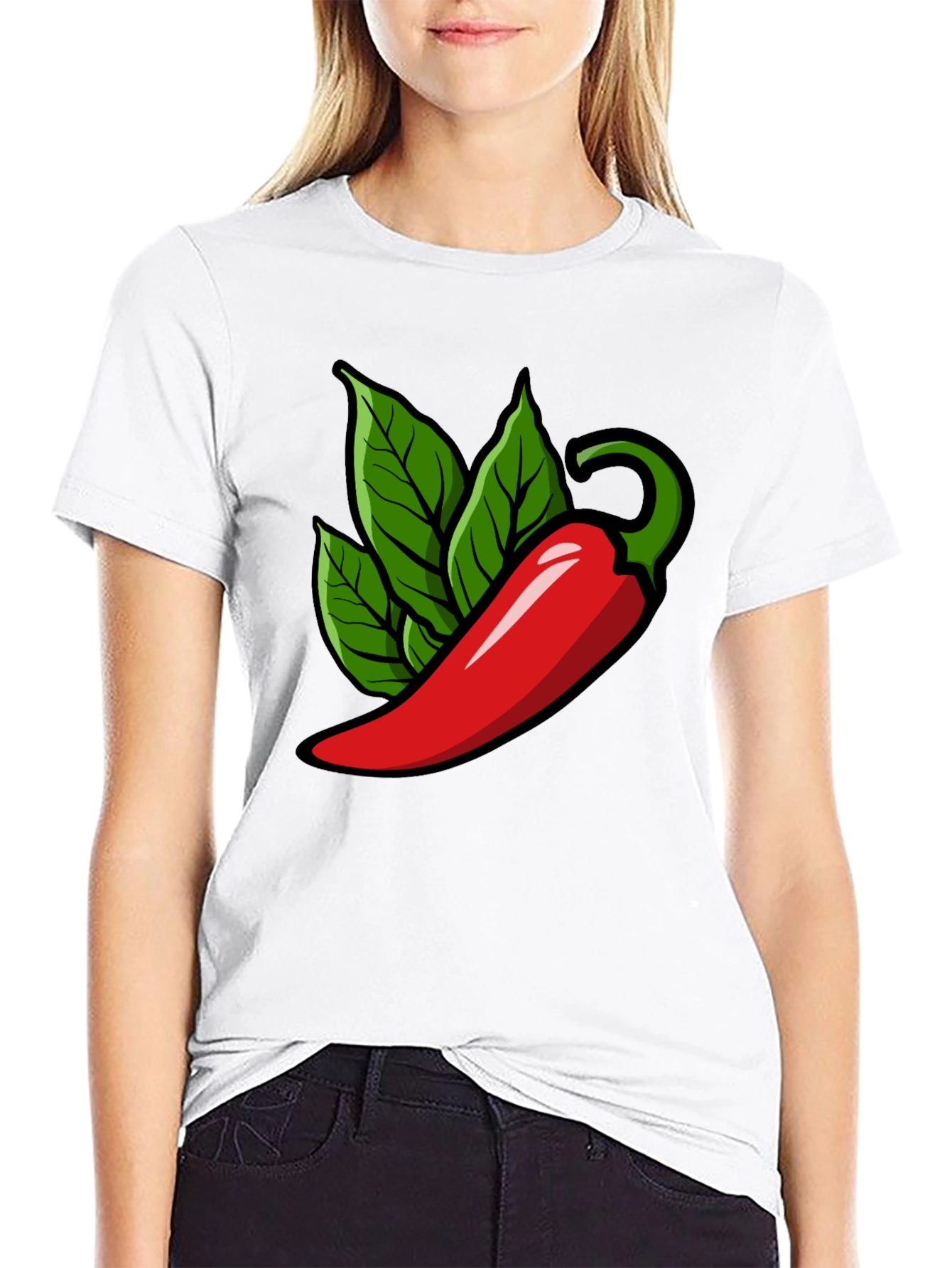 Spicy Pepper Graphic Tee - Black Cotton T-Shirt