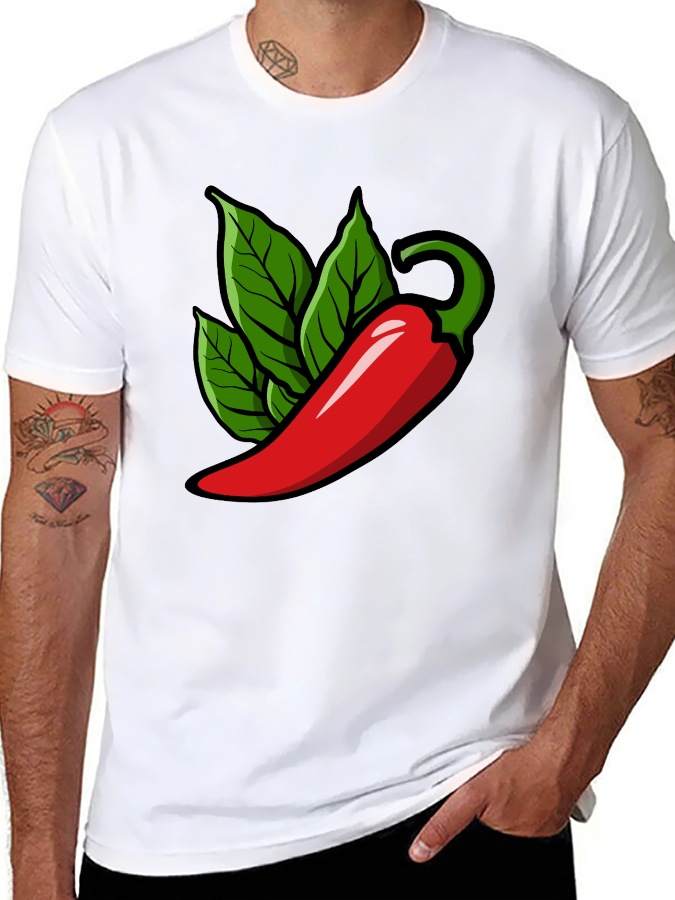 Spicy Pepper Graphic Tee - Black Cotton T-Shirt