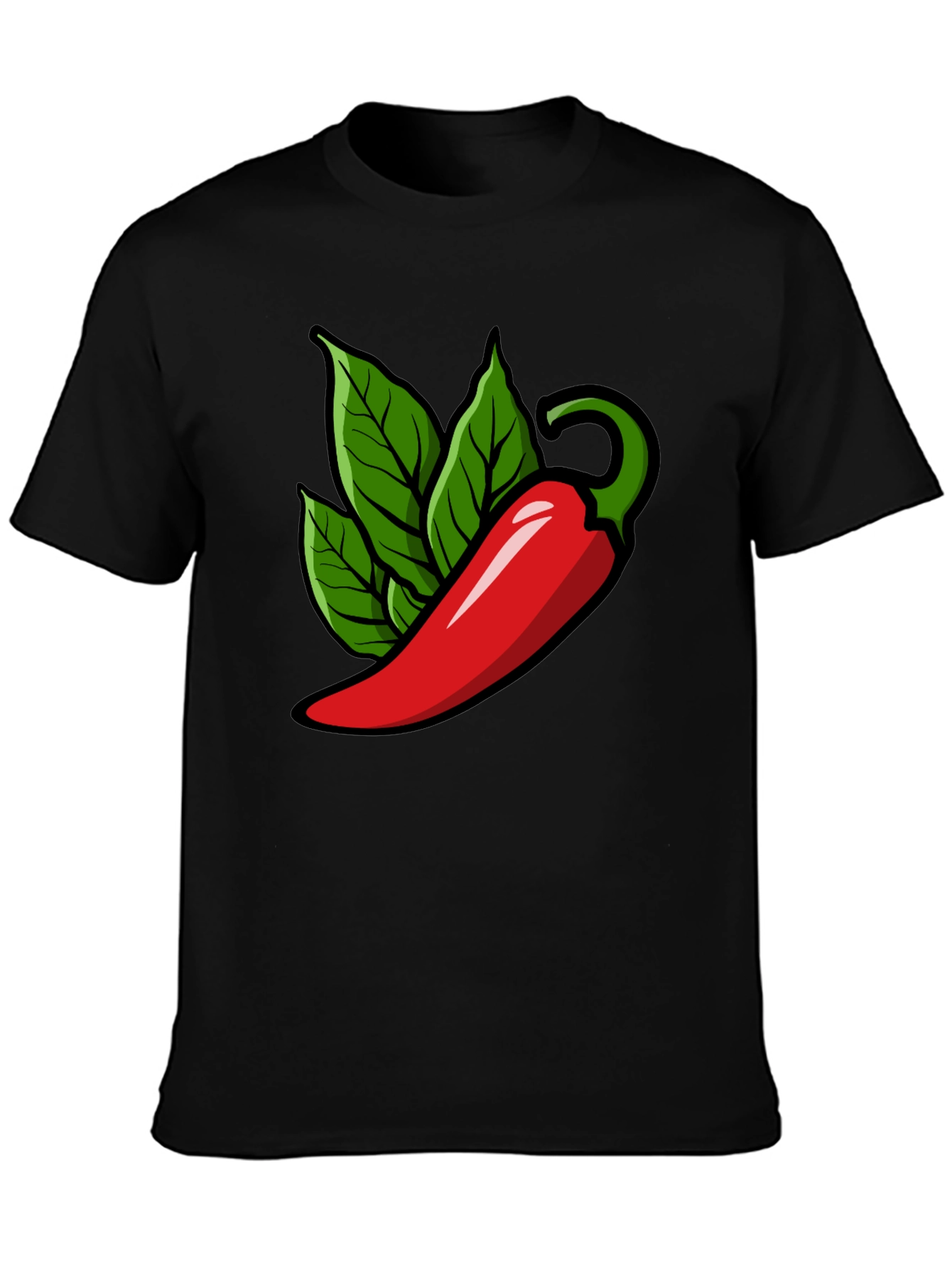 Spicy Pepper Graphic Tee - Black Cotton T-Shirt