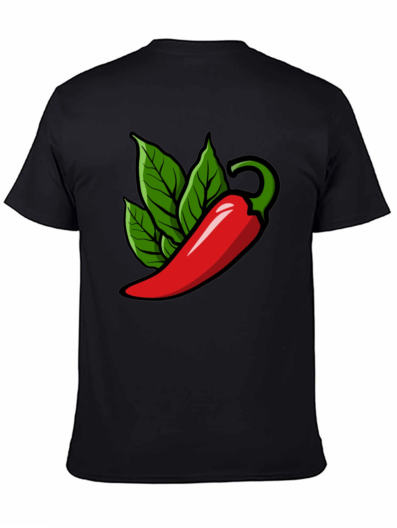Spicy Pepper Graphic Tee - Black Cotton T-Shirt