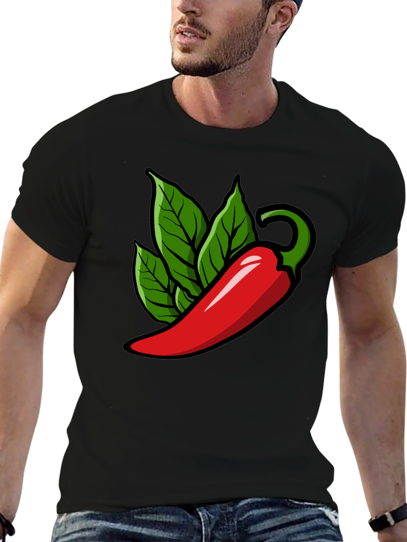 Spicy Pepper Graphic Tee - Black Cotton T-Shirt