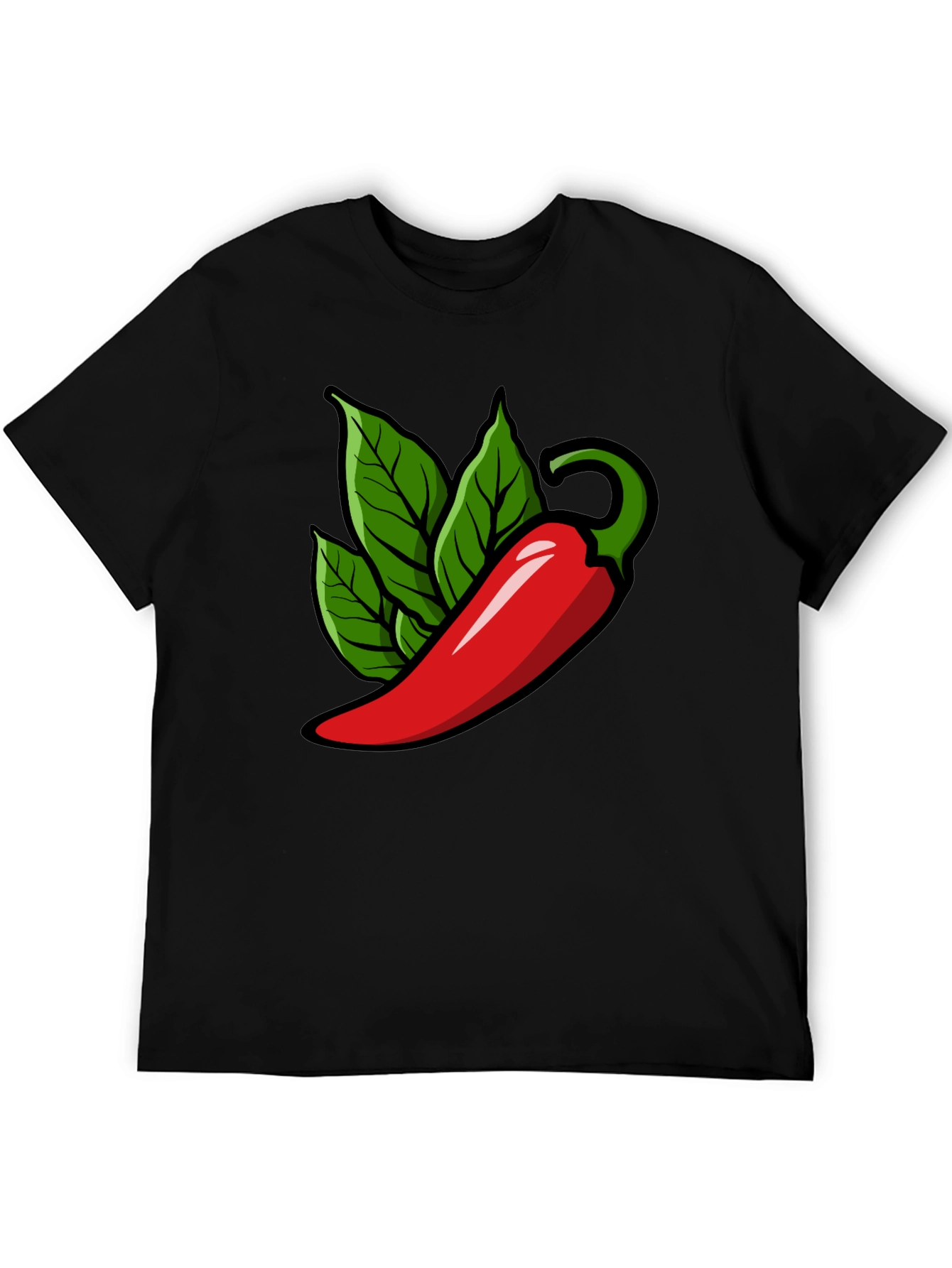 Spicy Pepper Graphic Tee - Black Cotton T-Shirt