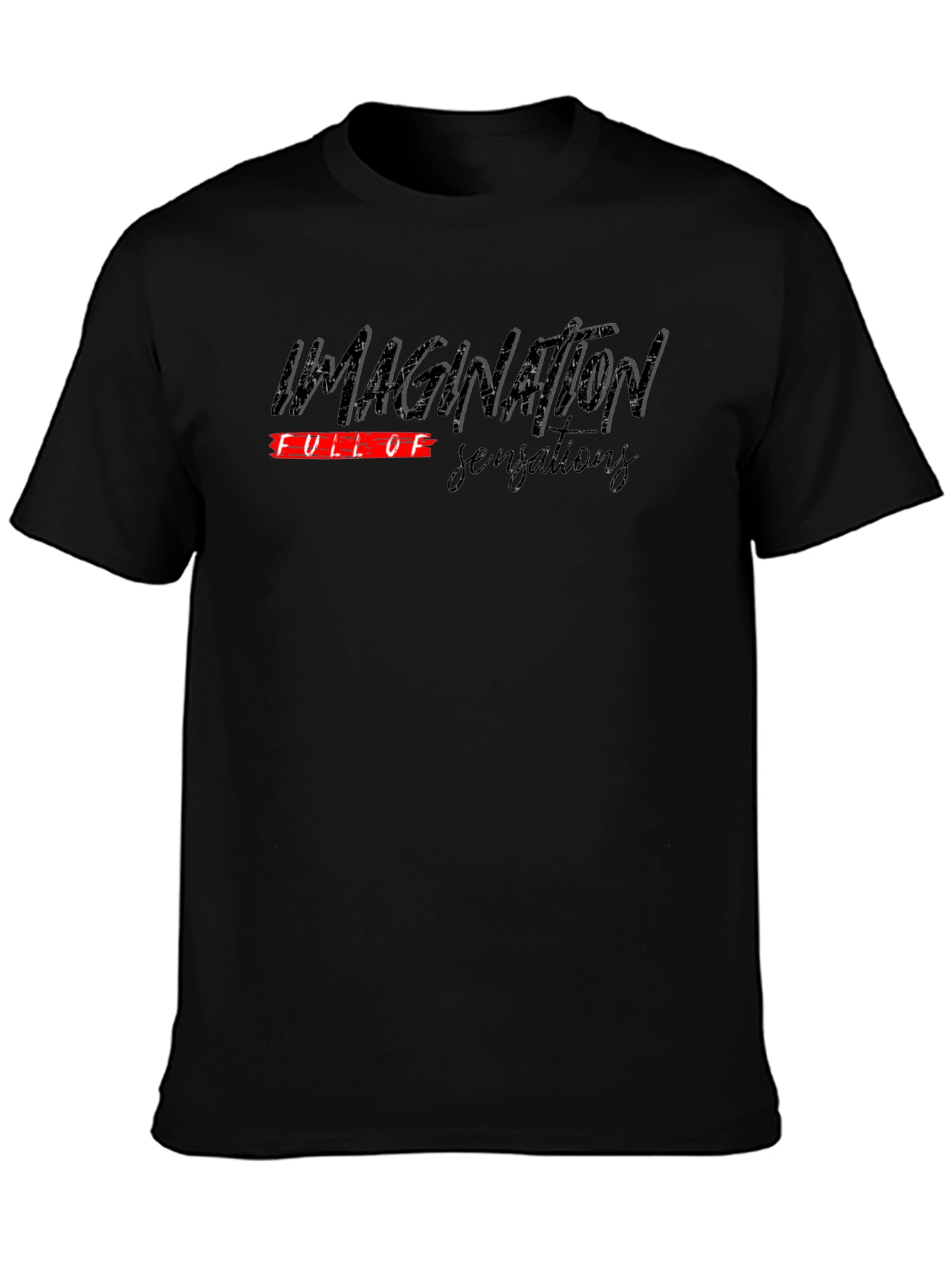 Mens Black Graphic Tee - Imagination Symphony