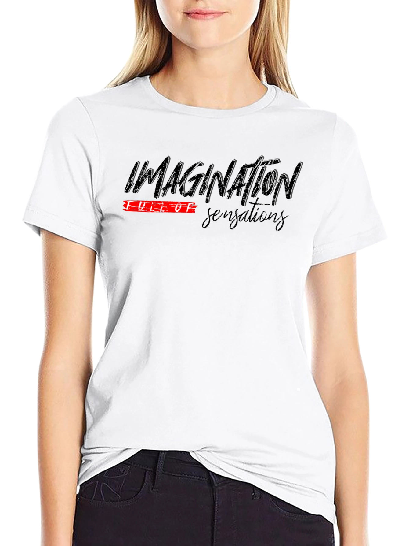 Mens Black Graphic Tee - Imagination Symphony