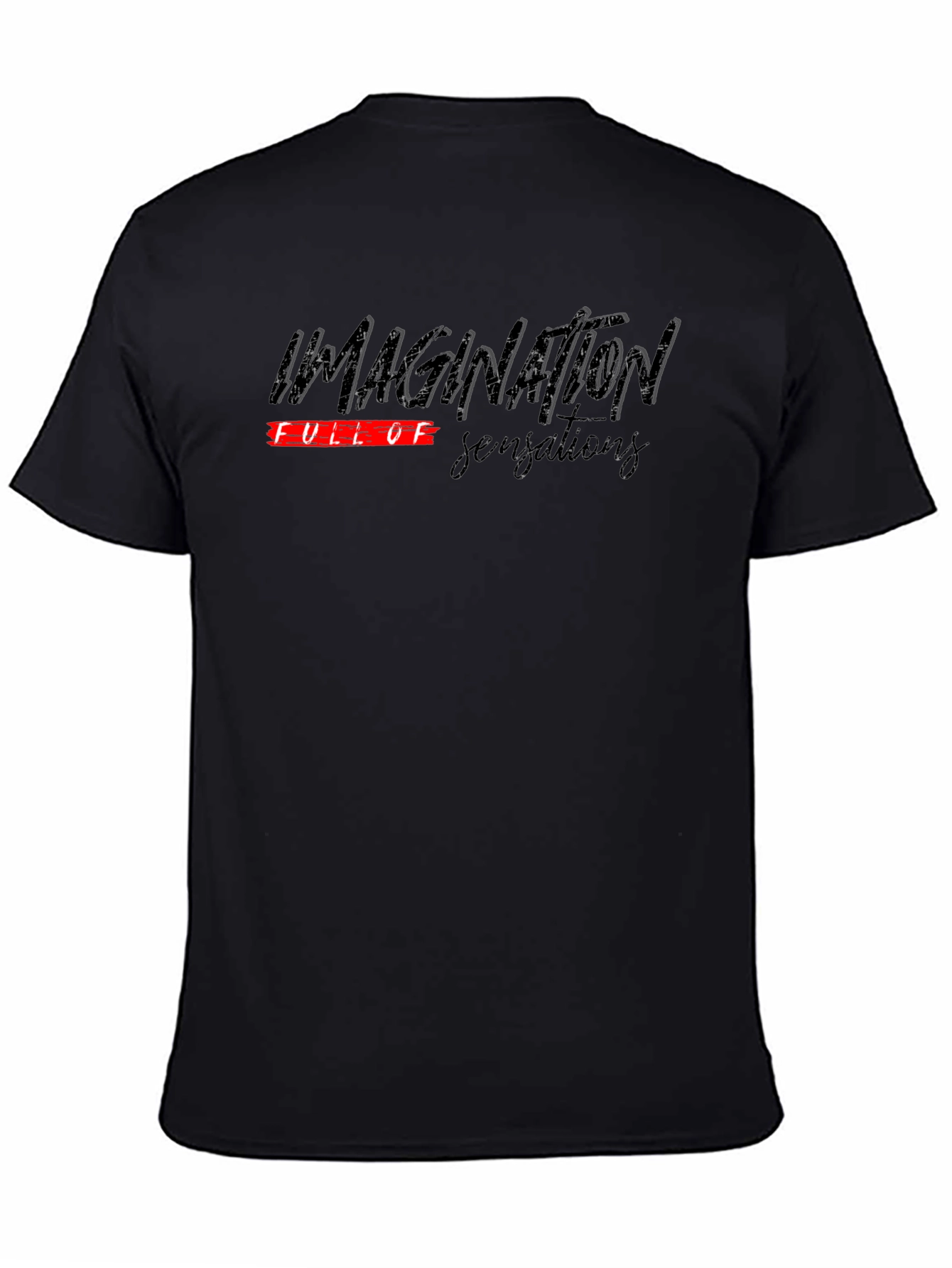 Mens Black Graphic Tee - Imagination Symphony