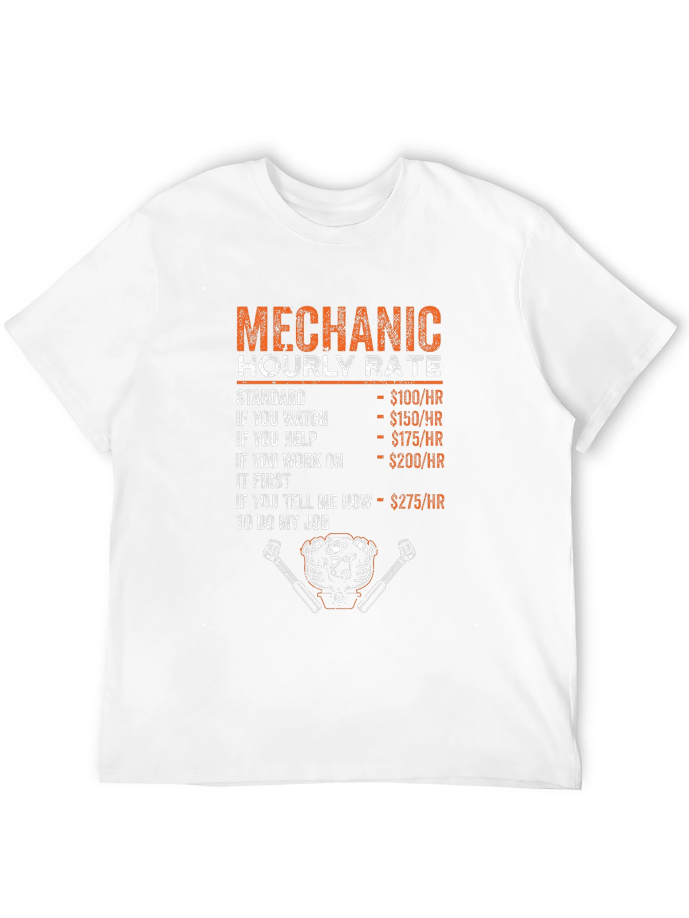 Mechanic Hourly Rate Humor Graphic T-Shirt