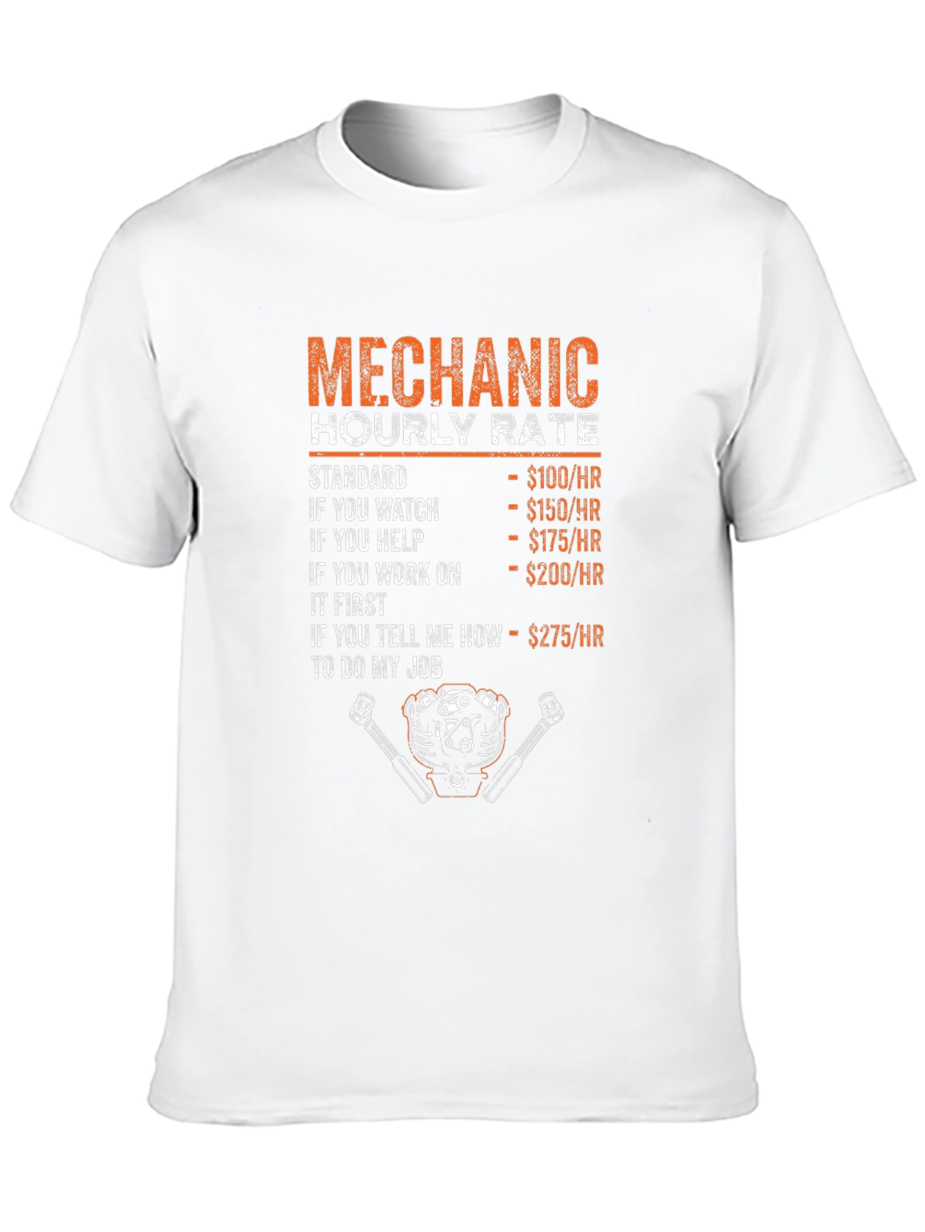 Mechanic Hourly Rate Humor Graphic T-Shirt