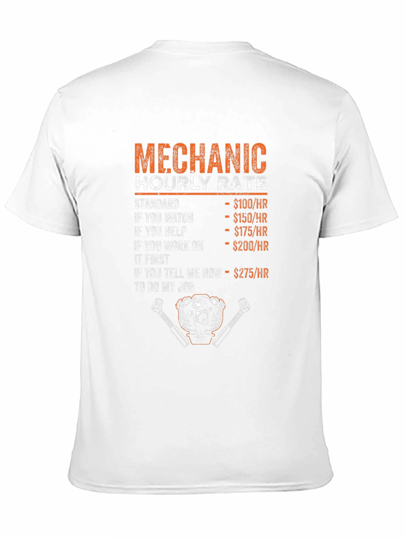 Mechanic Hourly Rate Humor Graphic T-Shirt
