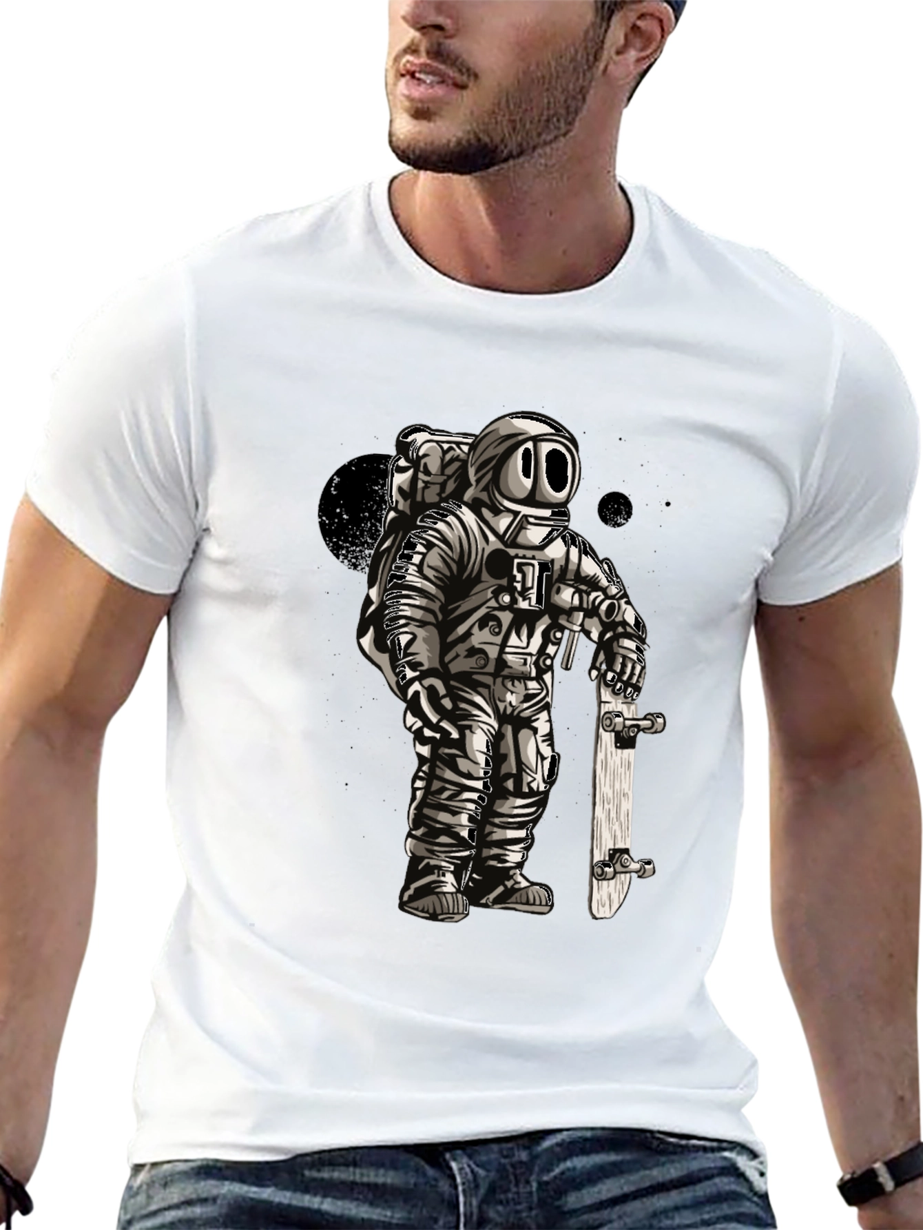 Astronaut Skateboarder Graphic T-Shirt
