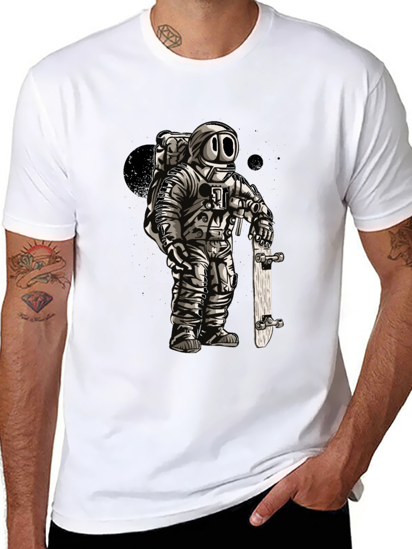 Astronaut Skateboarder Graphic T-Shirt