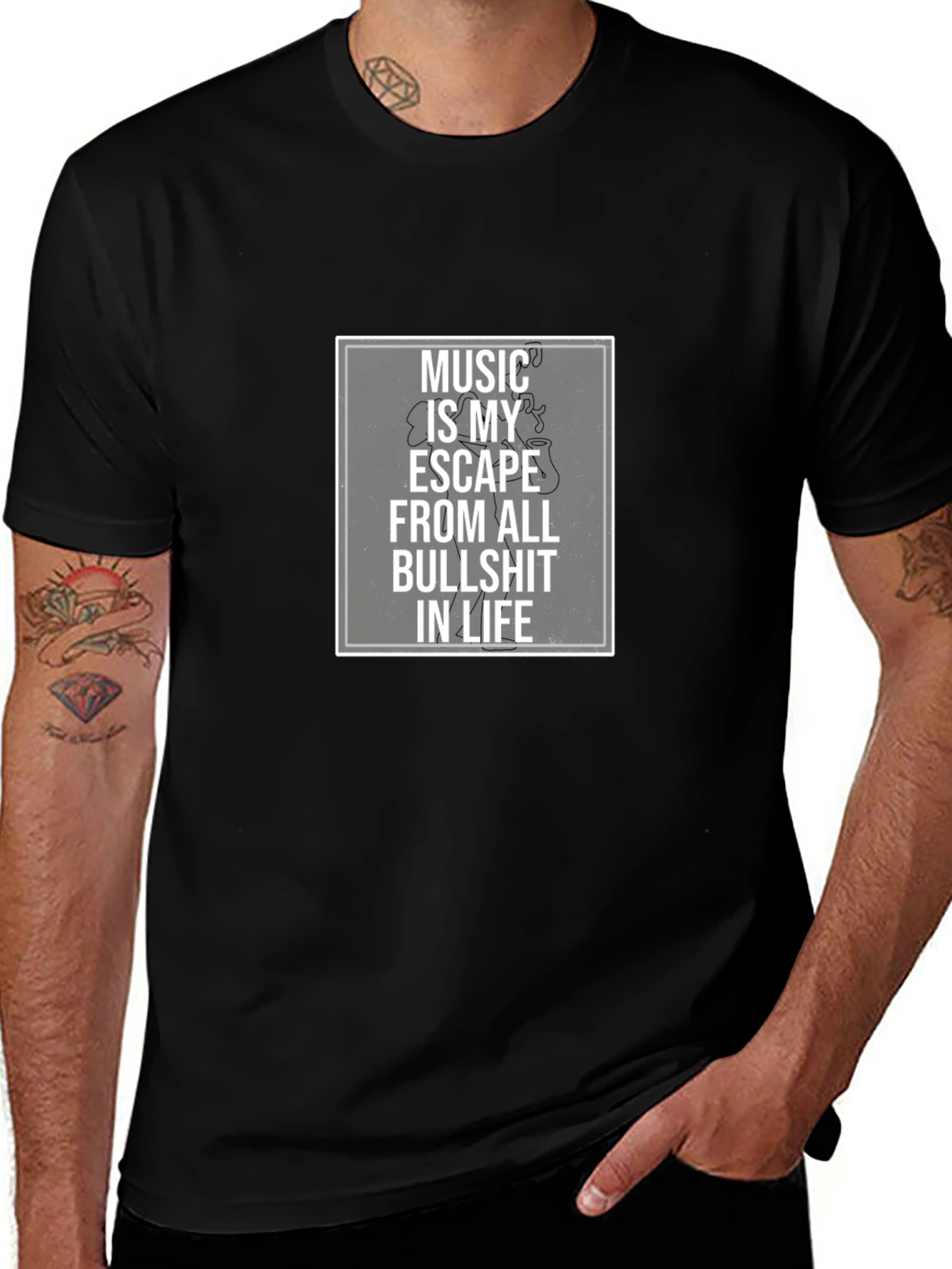 Music Is My Escape T-Shirt - Black Graphic Tee