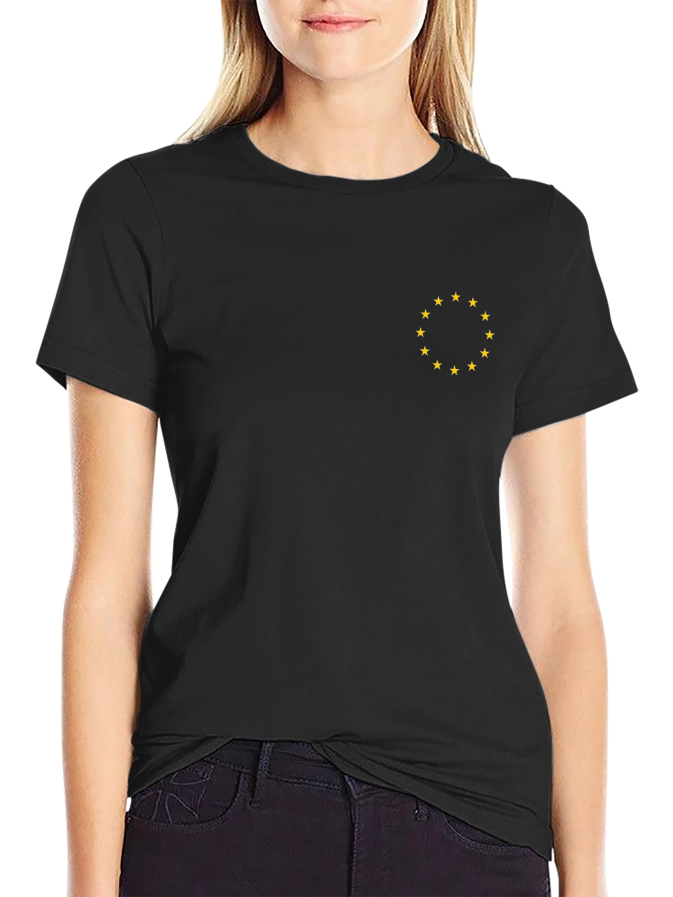 Black T-Shirt with Circle of Stars