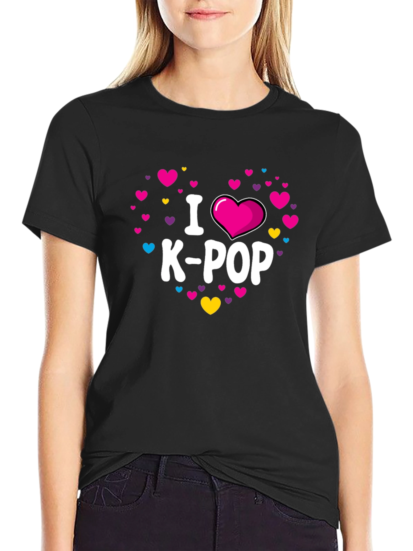 I Heart K-Pop Graphic Tee - Black Cotton T-Shirt