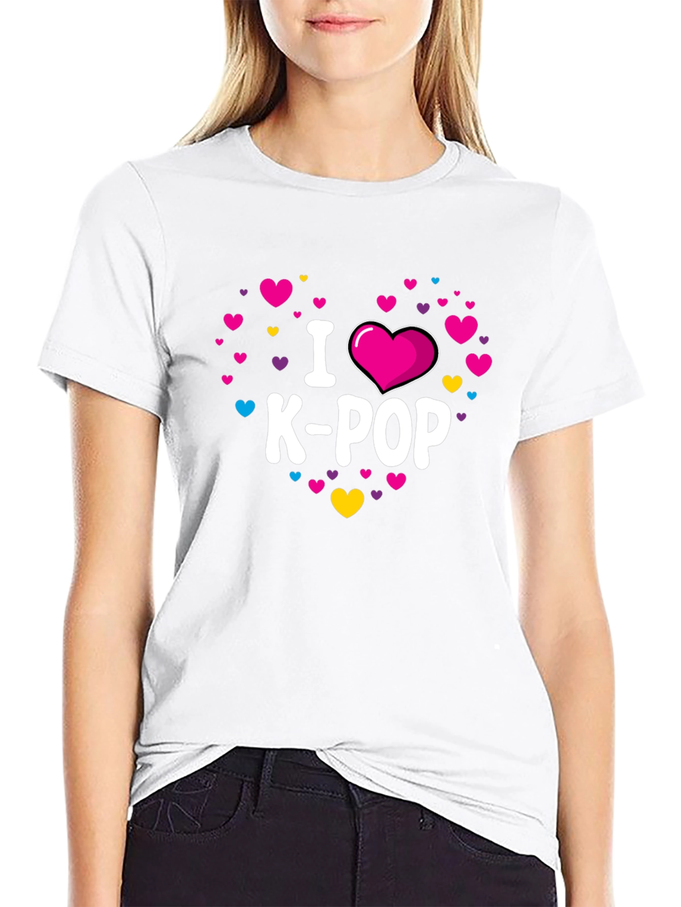 I Heart K-Pop Graphic Tee - Black Cotton T-Shirt