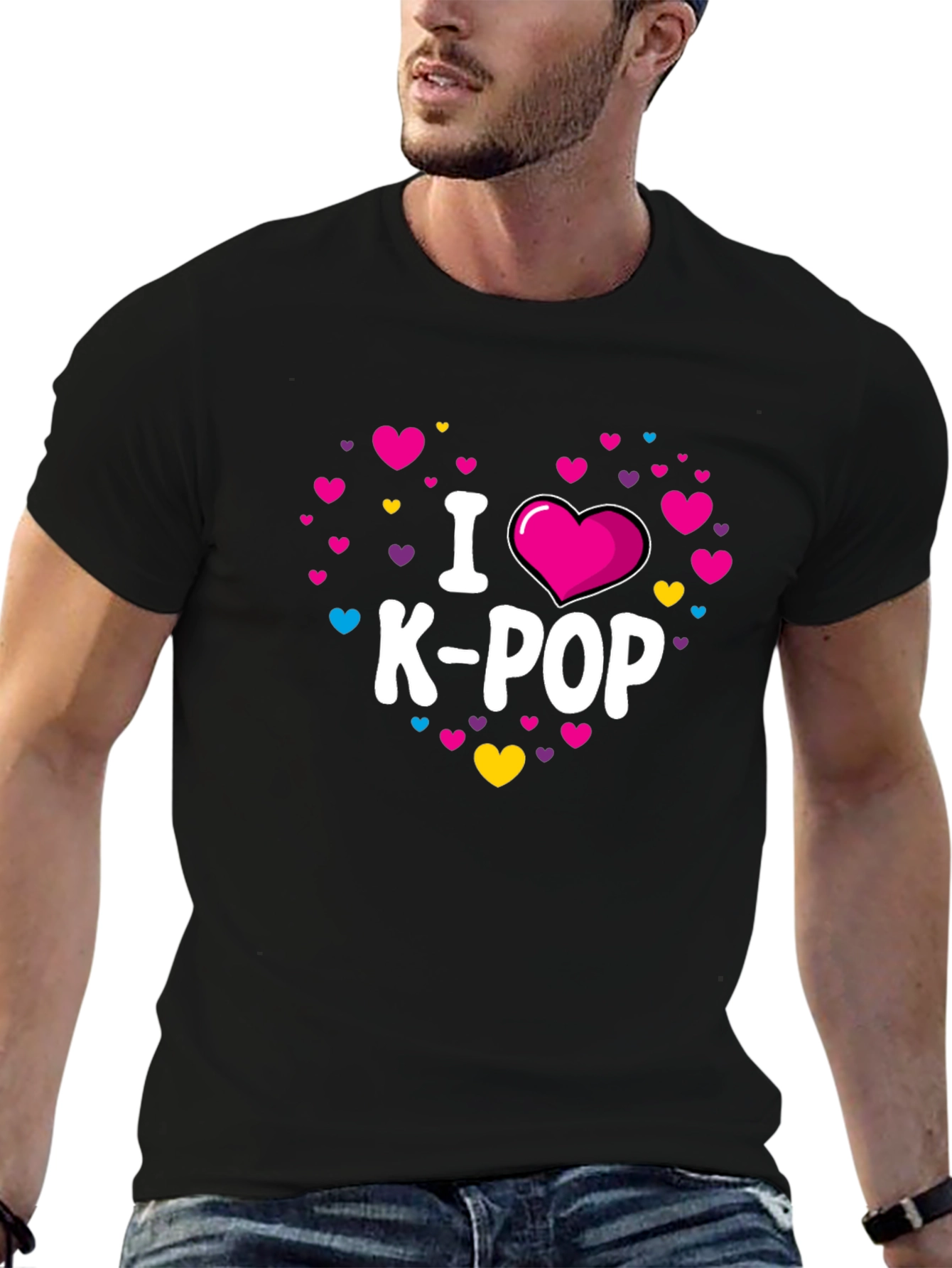 I Heart K-Pop Graphic Tee - Black Cotton T-Shirt
