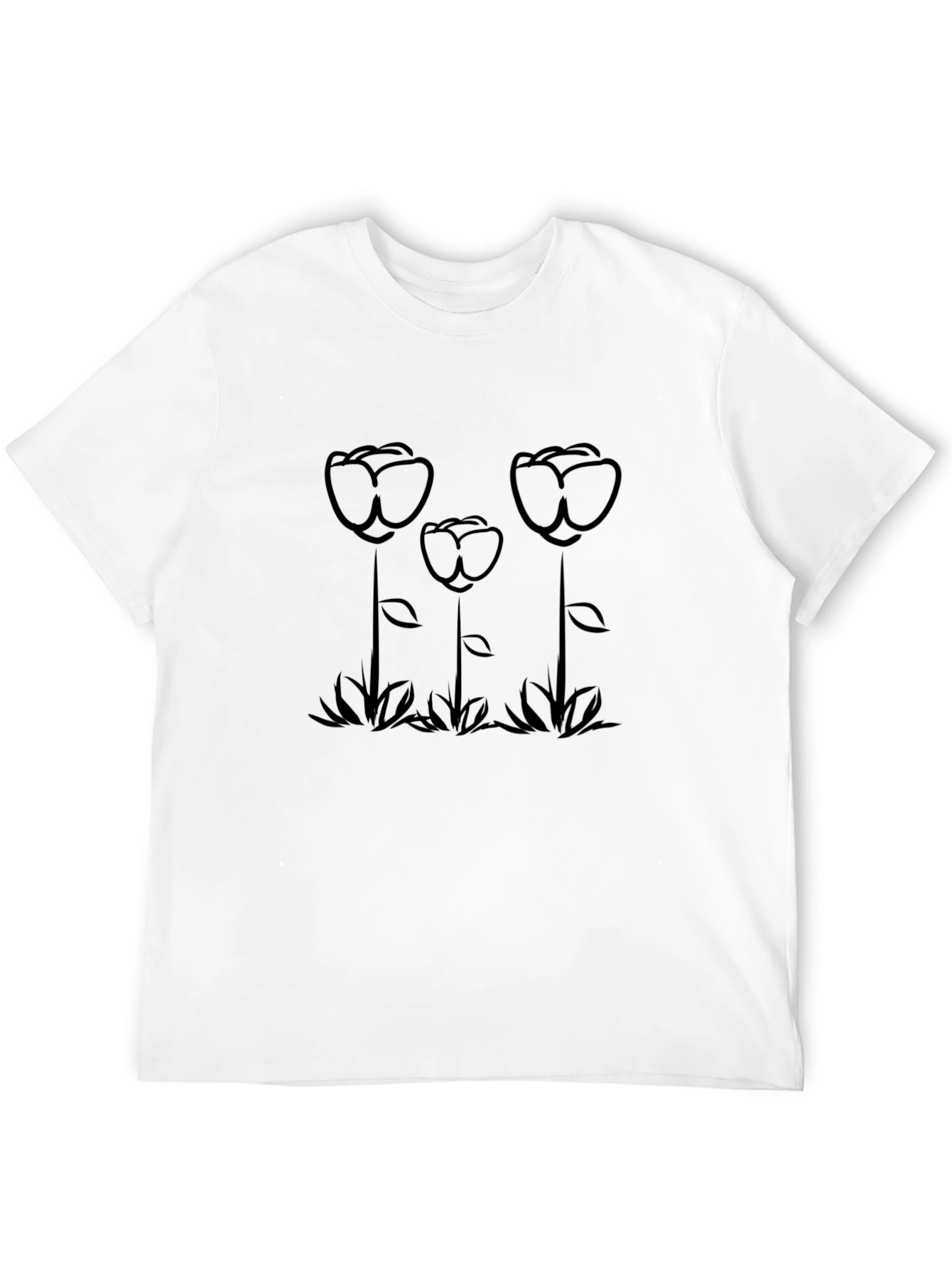 Black Floral Graphic Tee - Casual Style