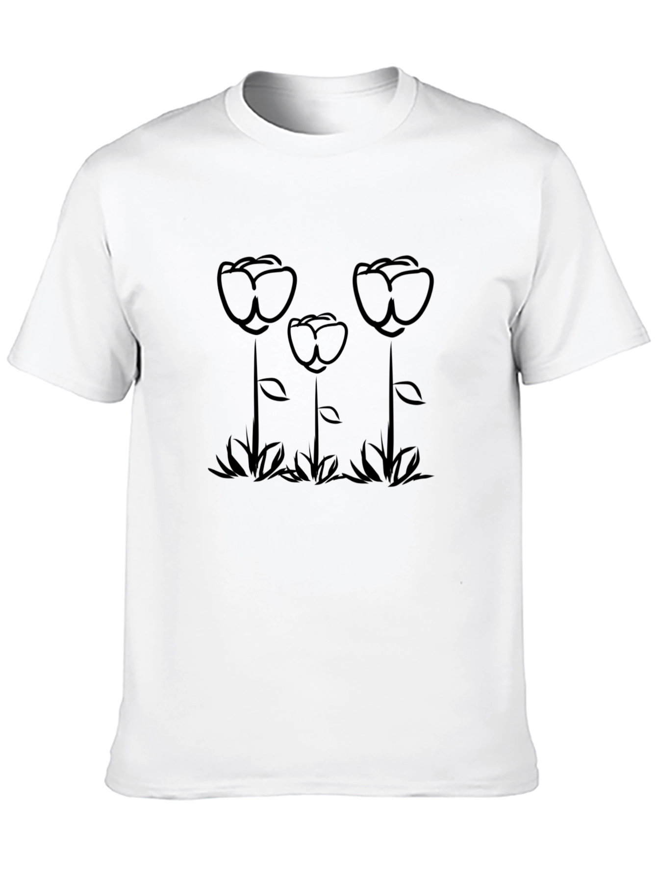 Black Floral Graphic Tee - Casual Style