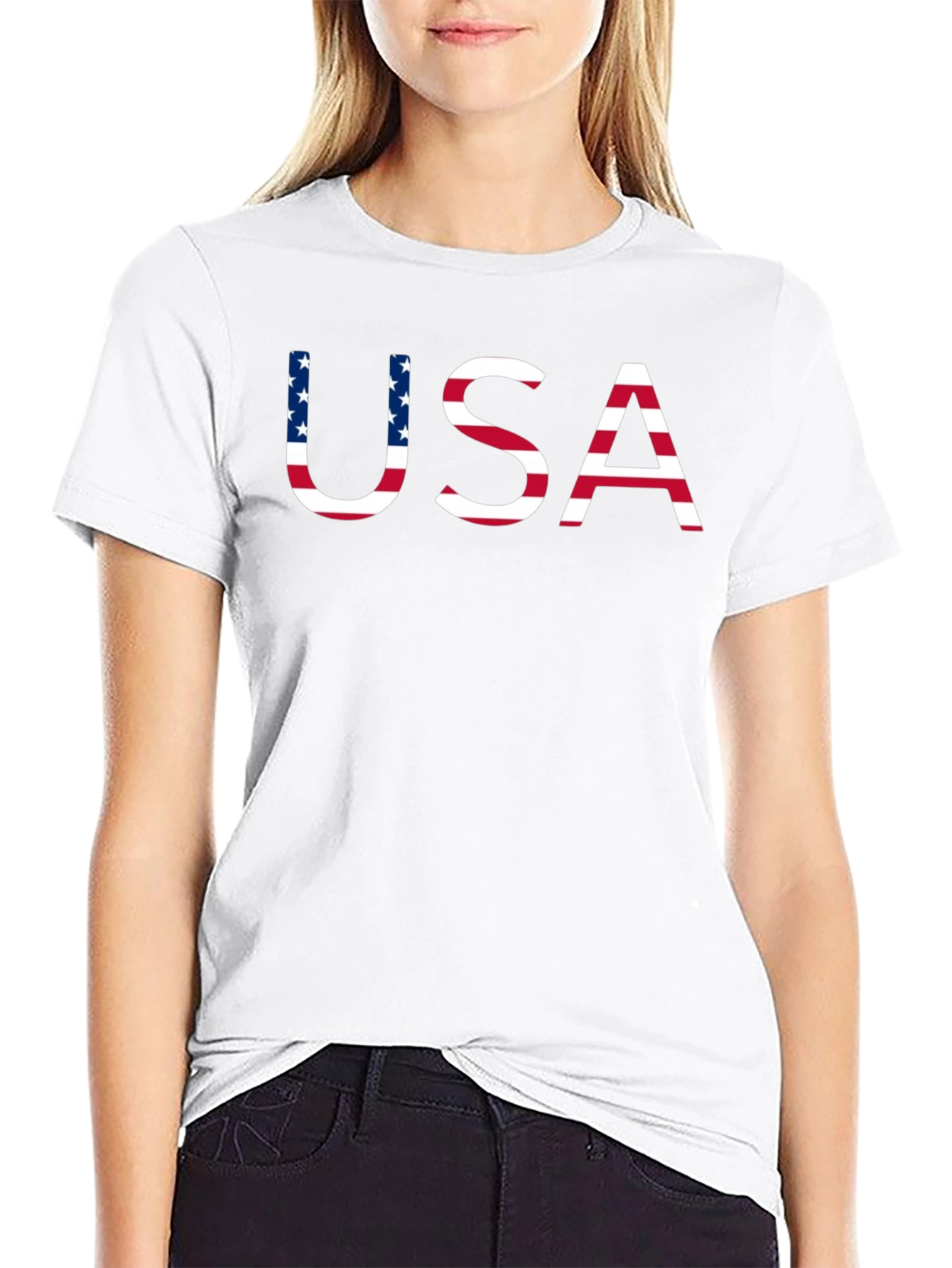 USA Flag Graphic Black T-Shirt