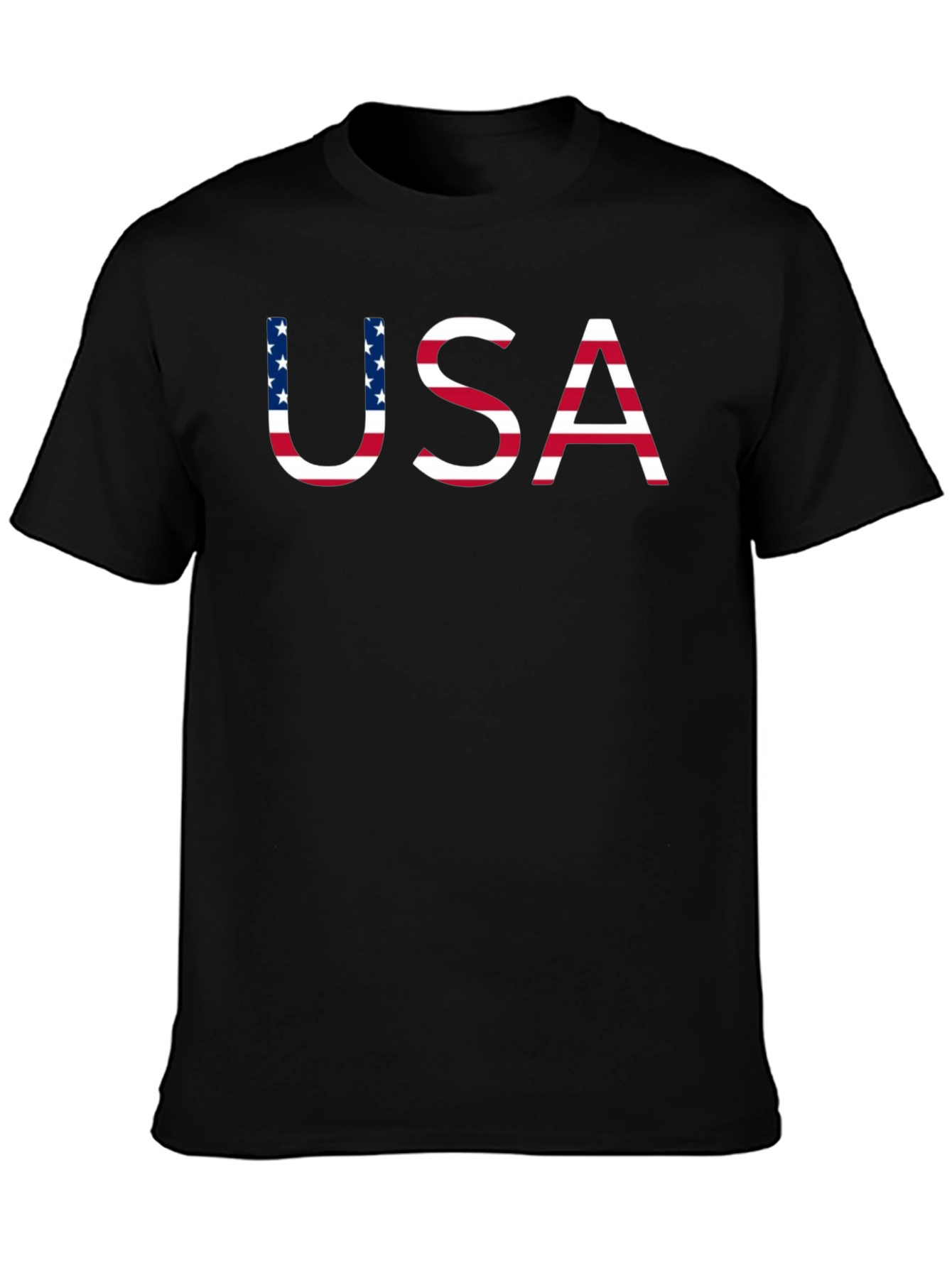 USA Flag Graphic Black T-Shirt