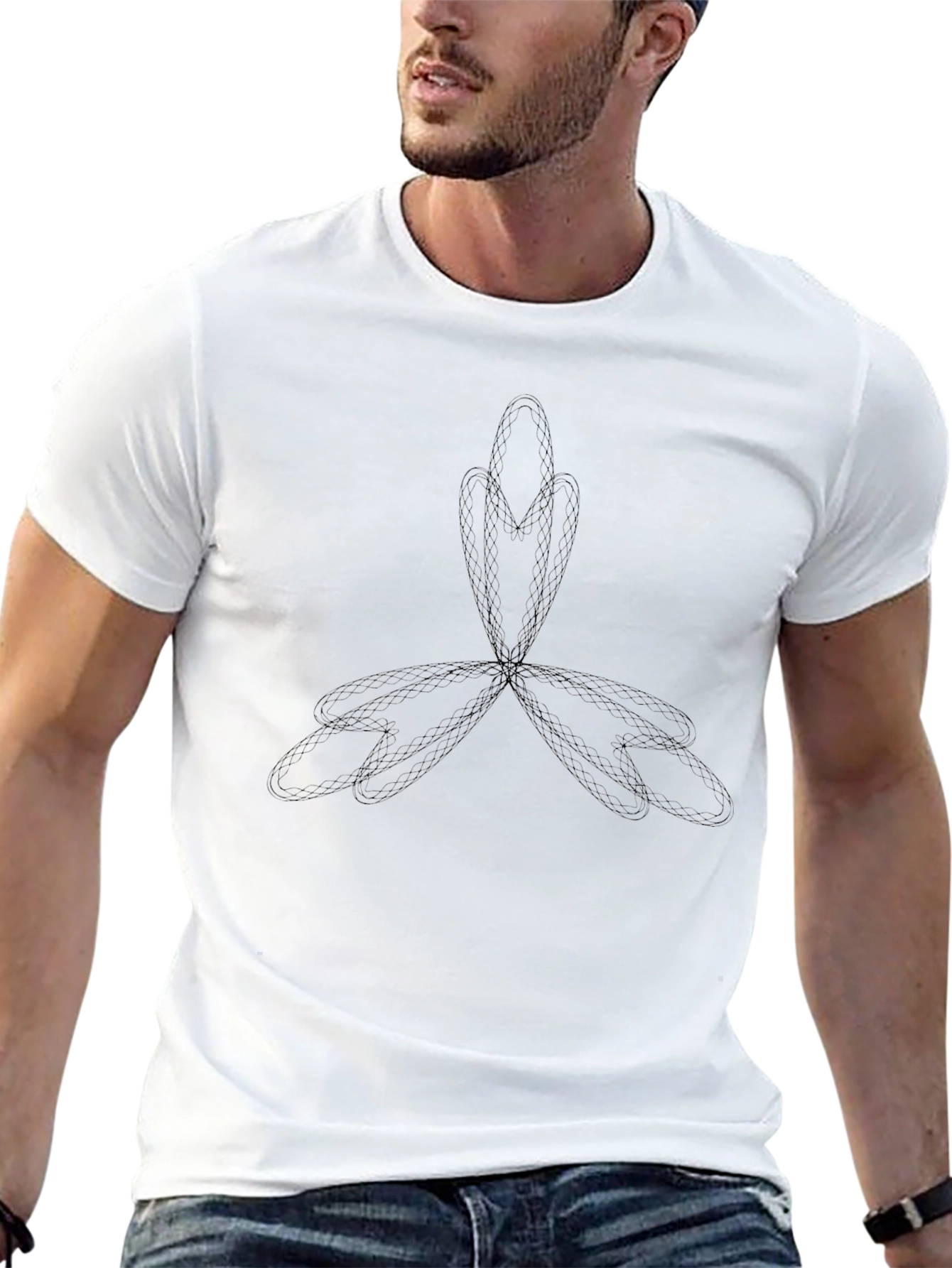 Minimalist Knot Pattern Black T-Shirt