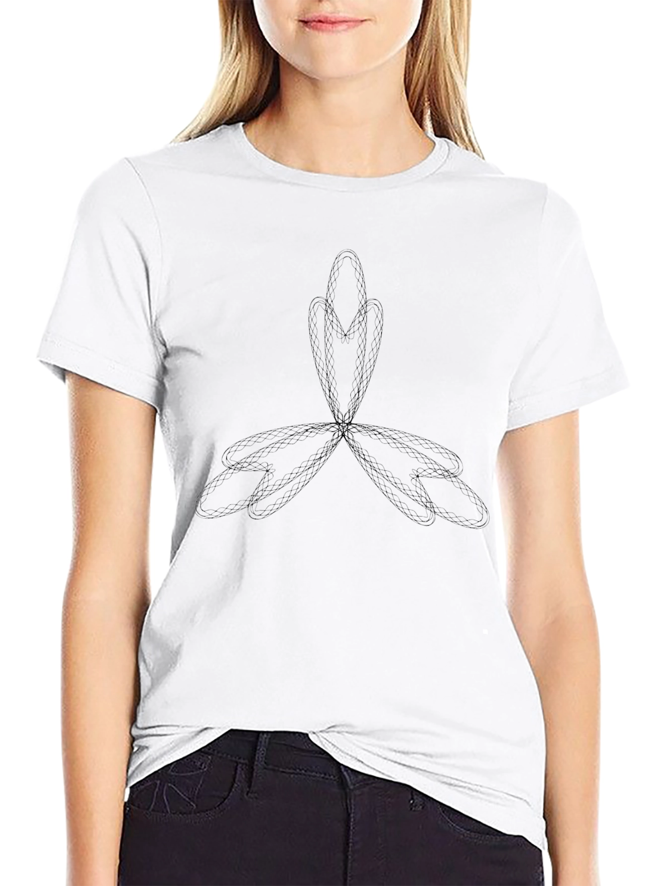 Minimalist Knot Pattern Black T-Shirt