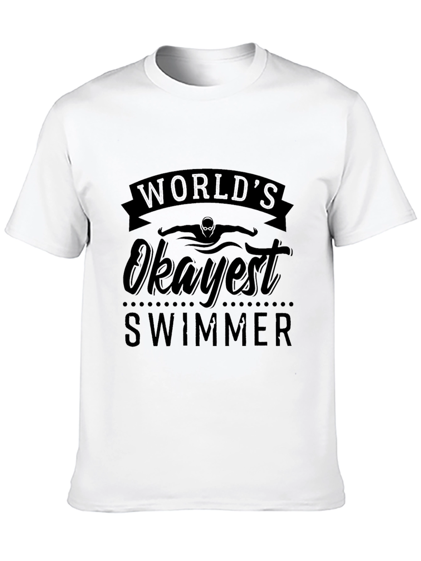 Worlds Okayest Swimmer Black Graphic T-Shirt