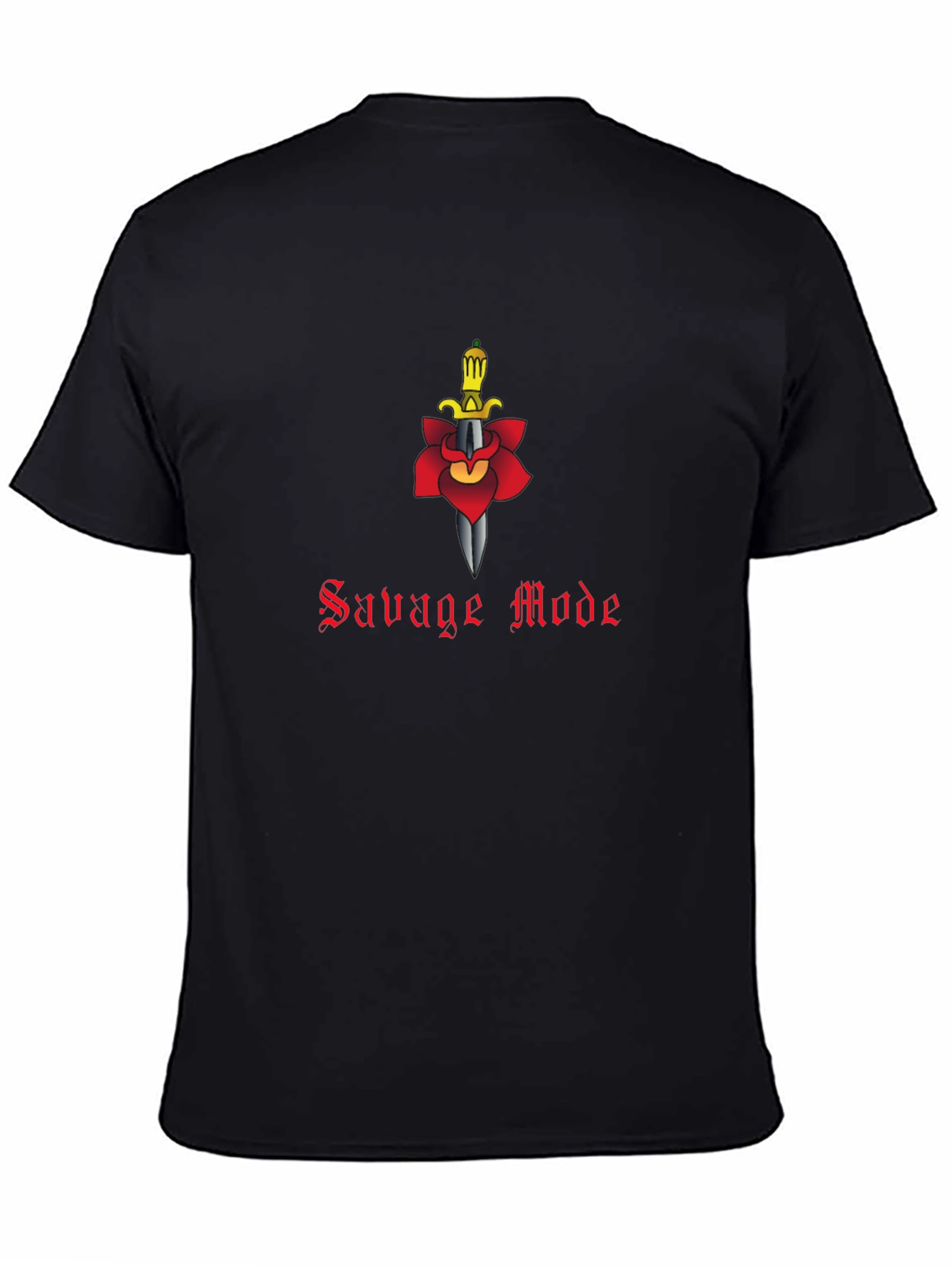 Savage Mode T-Shirt - Sword & Rose Design