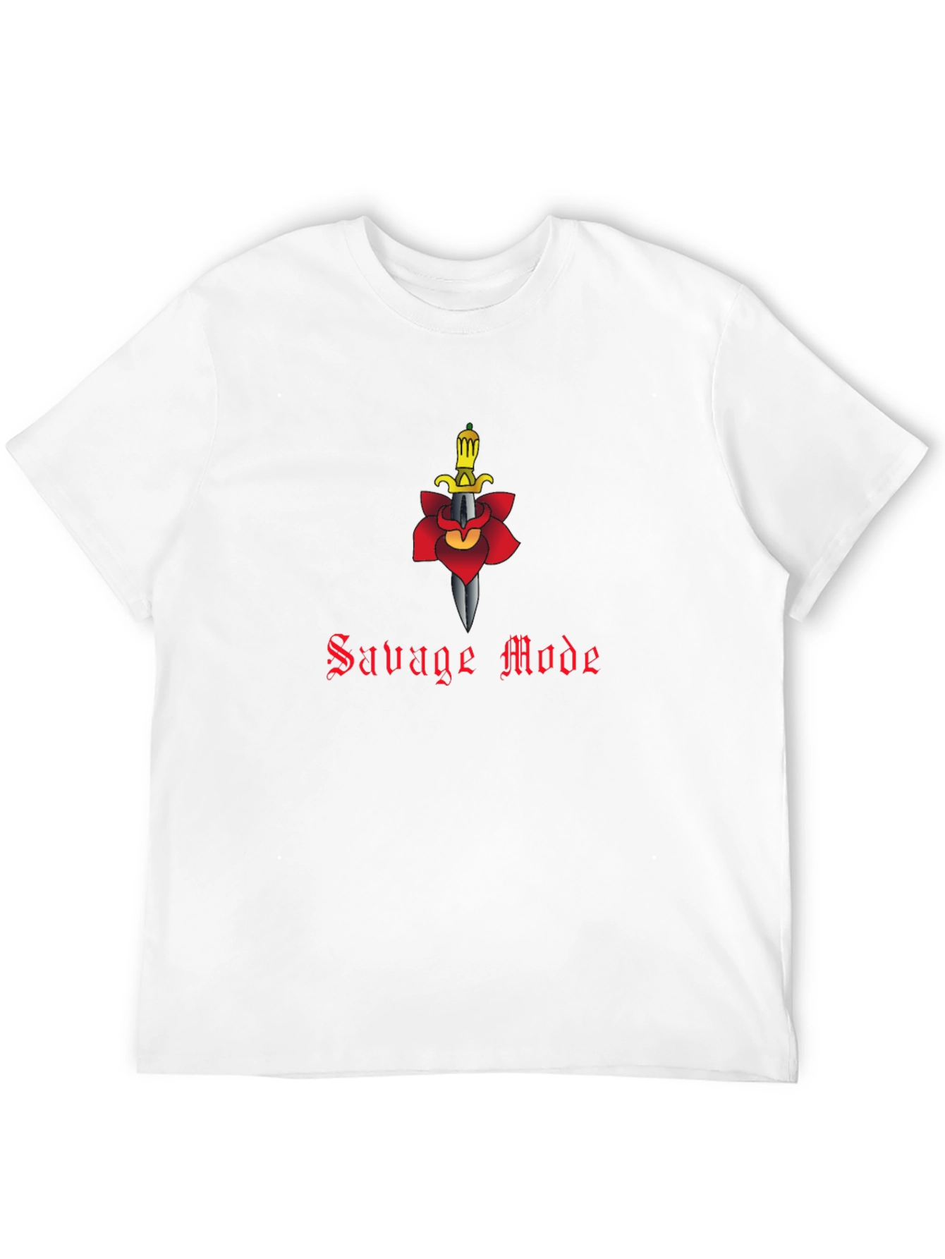 Savage Mode T-Shirt - Sword & Rose Design