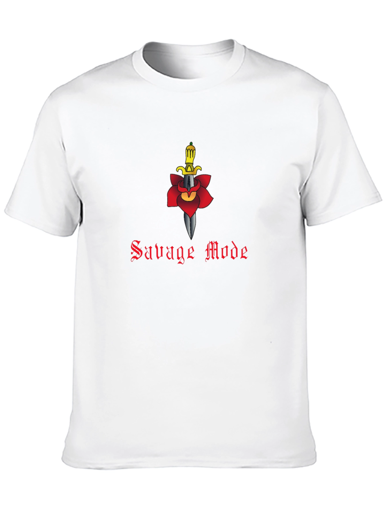 Savage Mode T-Shirt - Sword & Rose Design