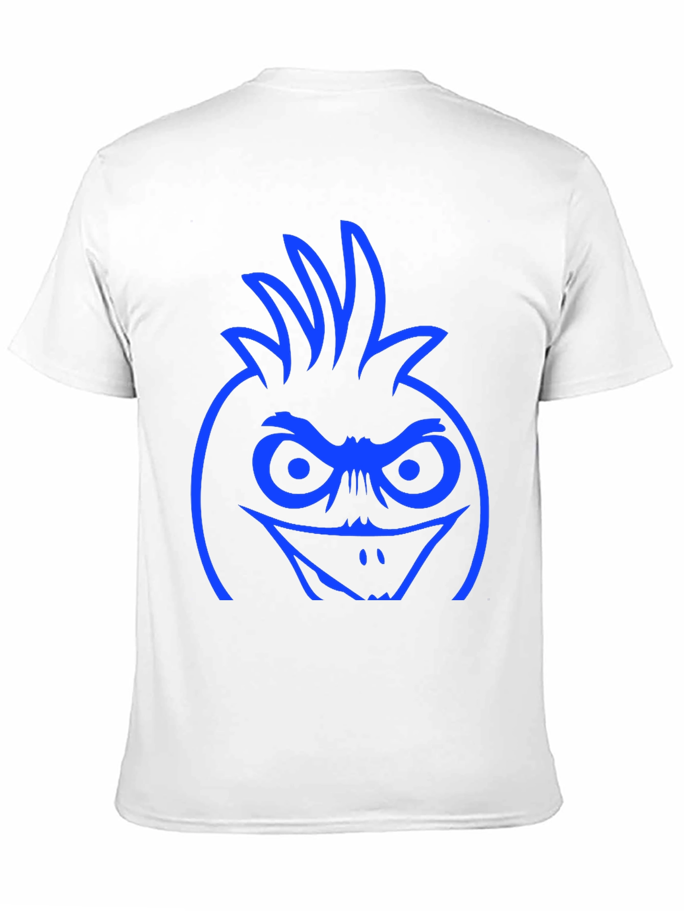 Blue Angry Bird Face Graphic Black T-Shirt