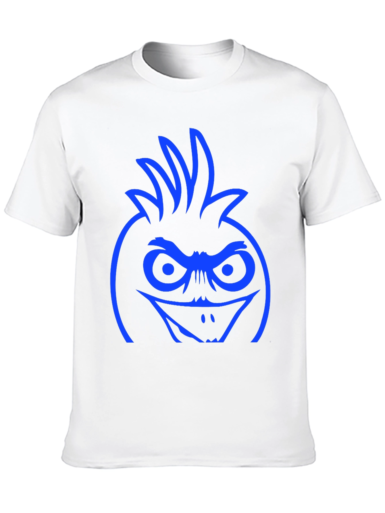 Blue Angry Bird Face Graphic Black T-Shirt