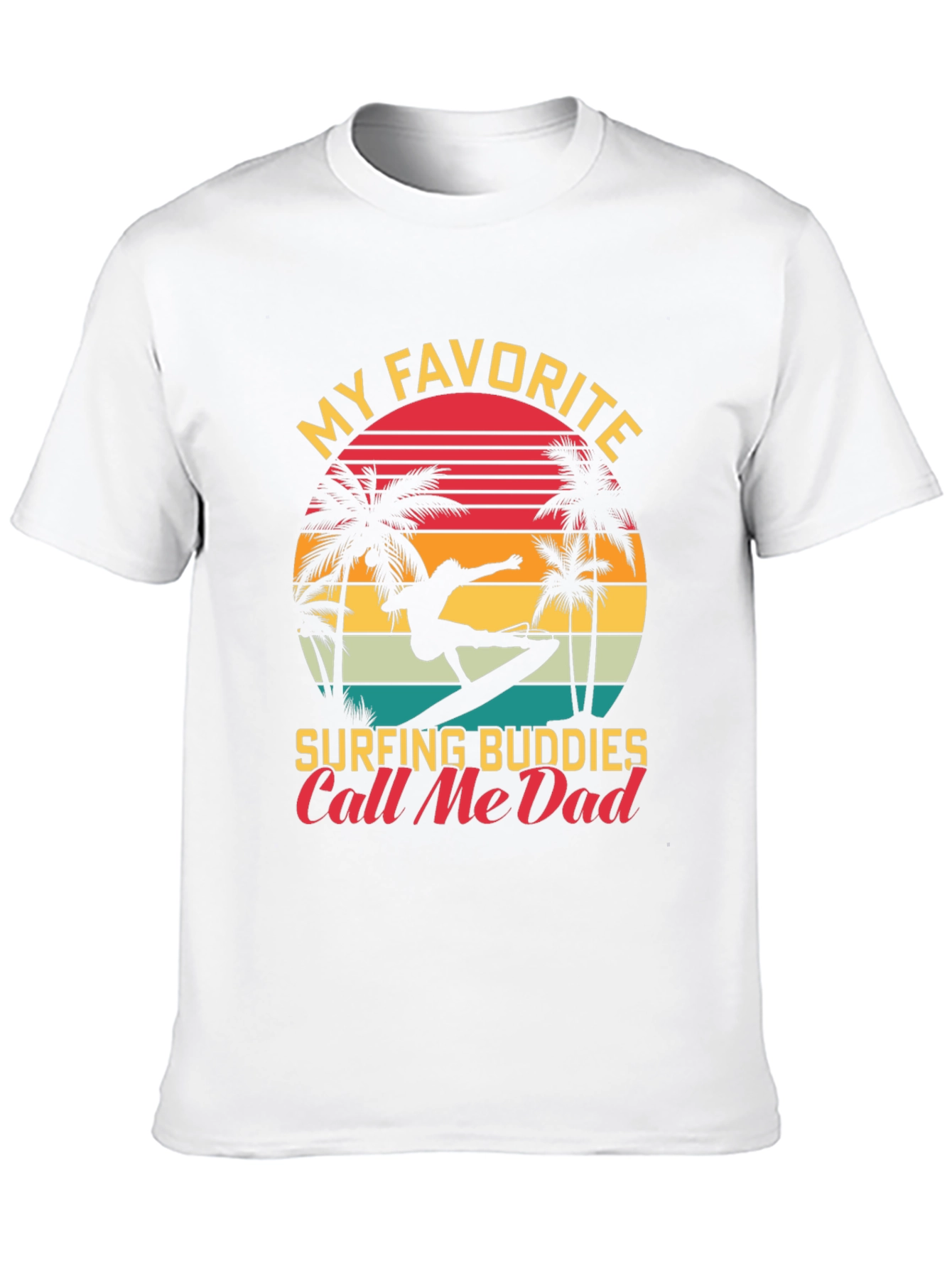 Surfing Buddies Dad T-Shirt Retro Sunset