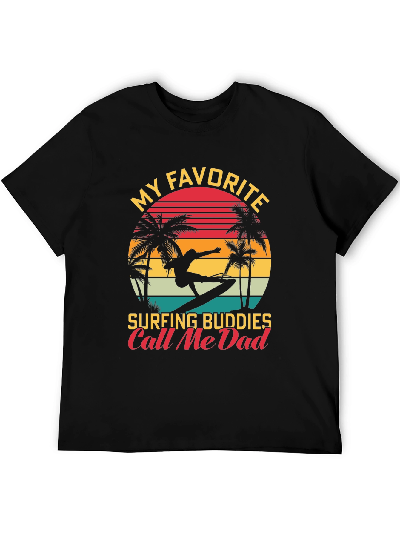 Surfing Buddies Dad T-Shirt Retro Sunset