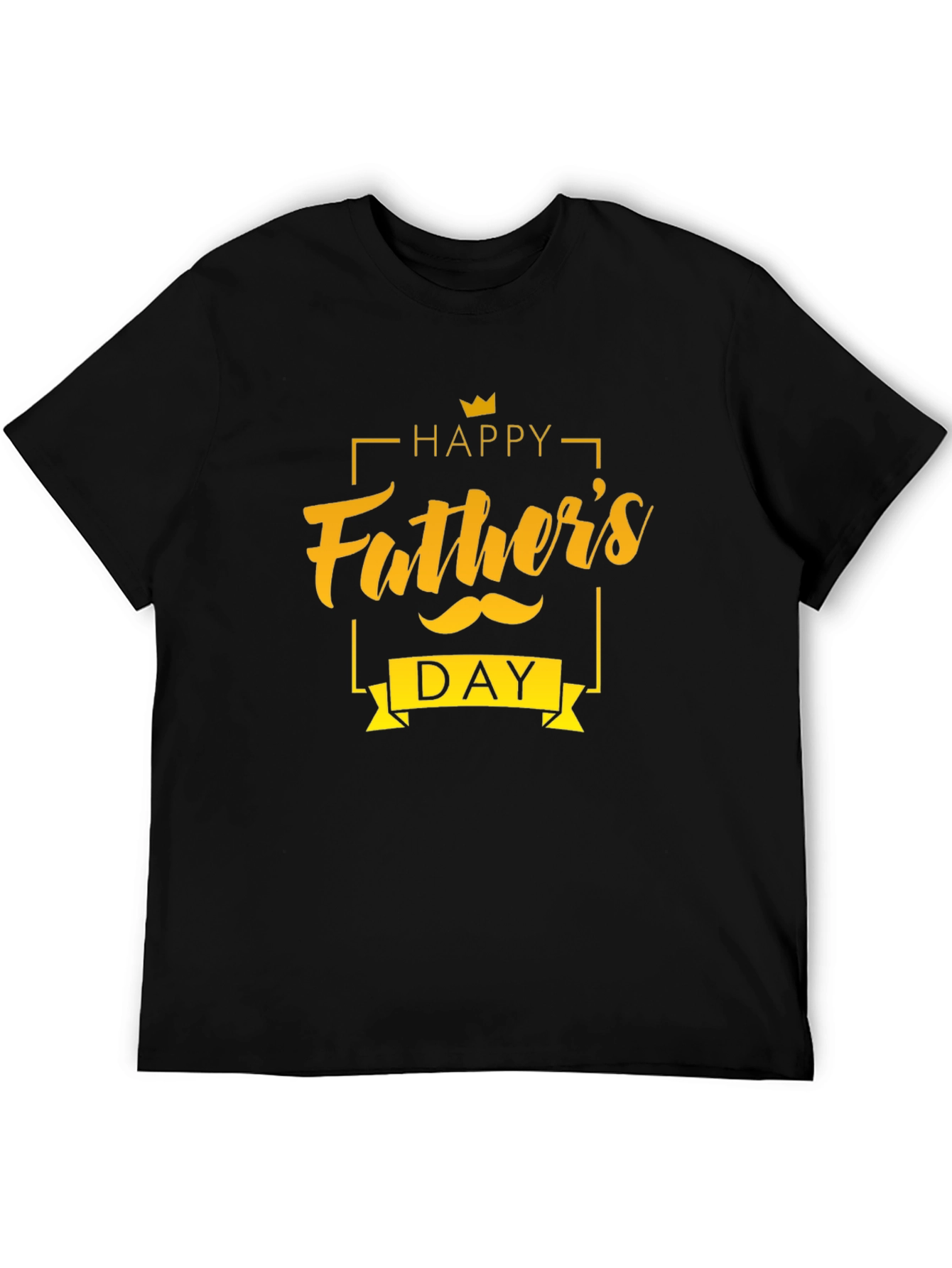 Happy Fathers Day T-Shirt - Black Crew Neck Tee