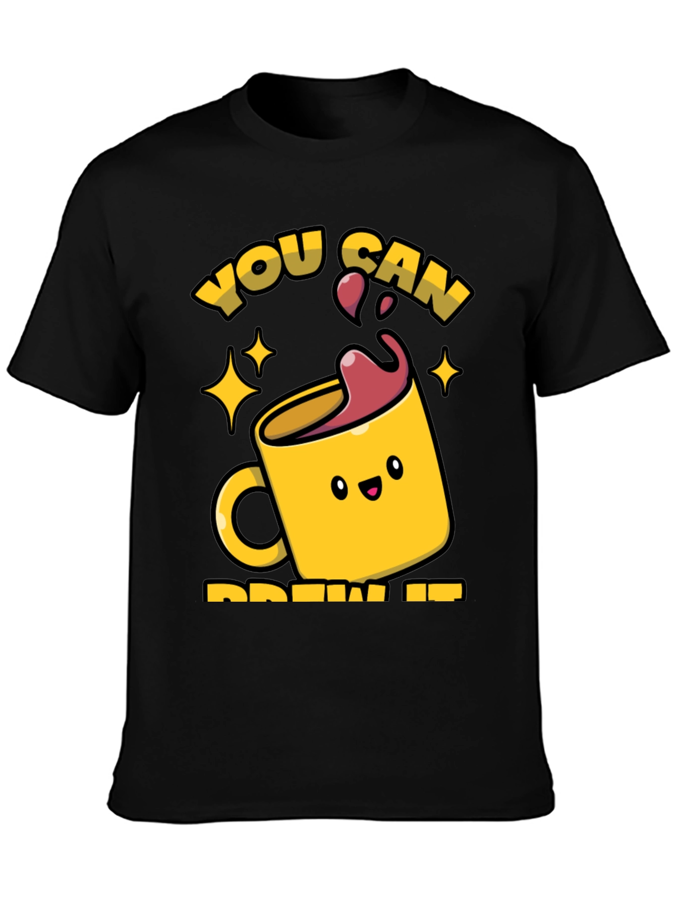 Brew It! Black Graphic Tee for Coffee Lovers