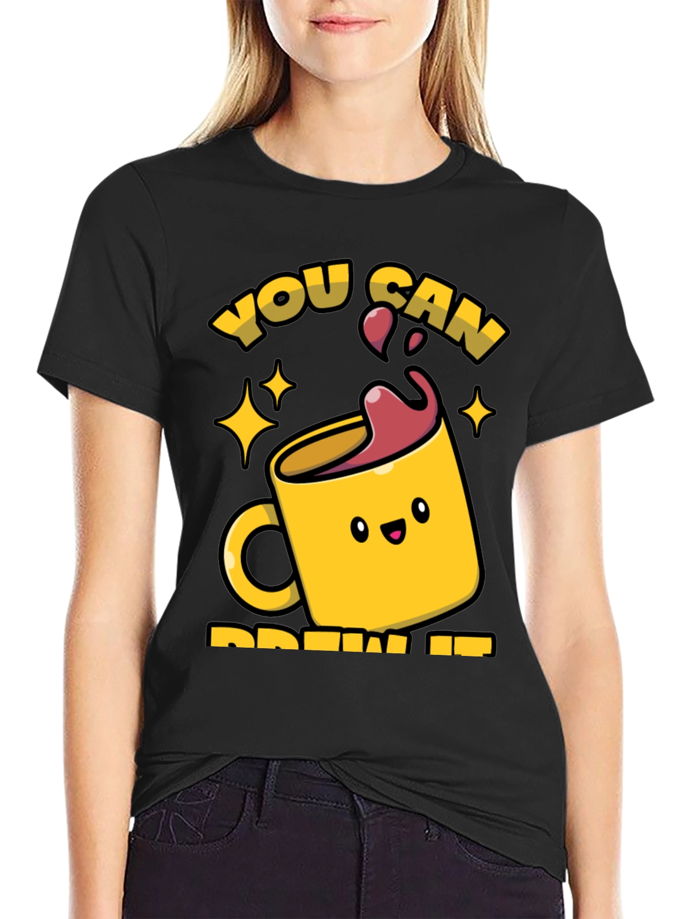 Brew It! Black Graphic Tee for Coffee Lovers