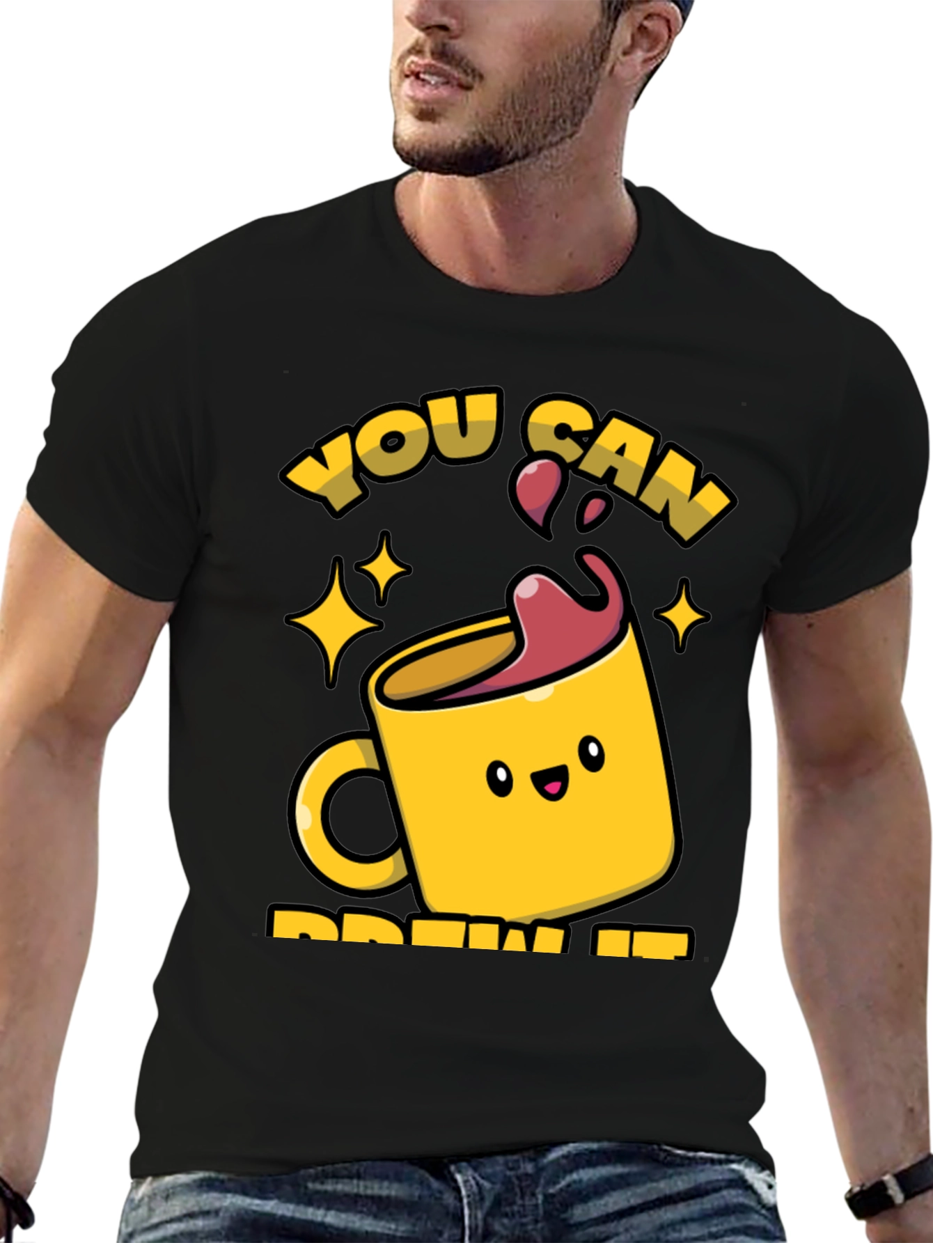 Brew It! Black Graphic Tee for Coffee Lovers