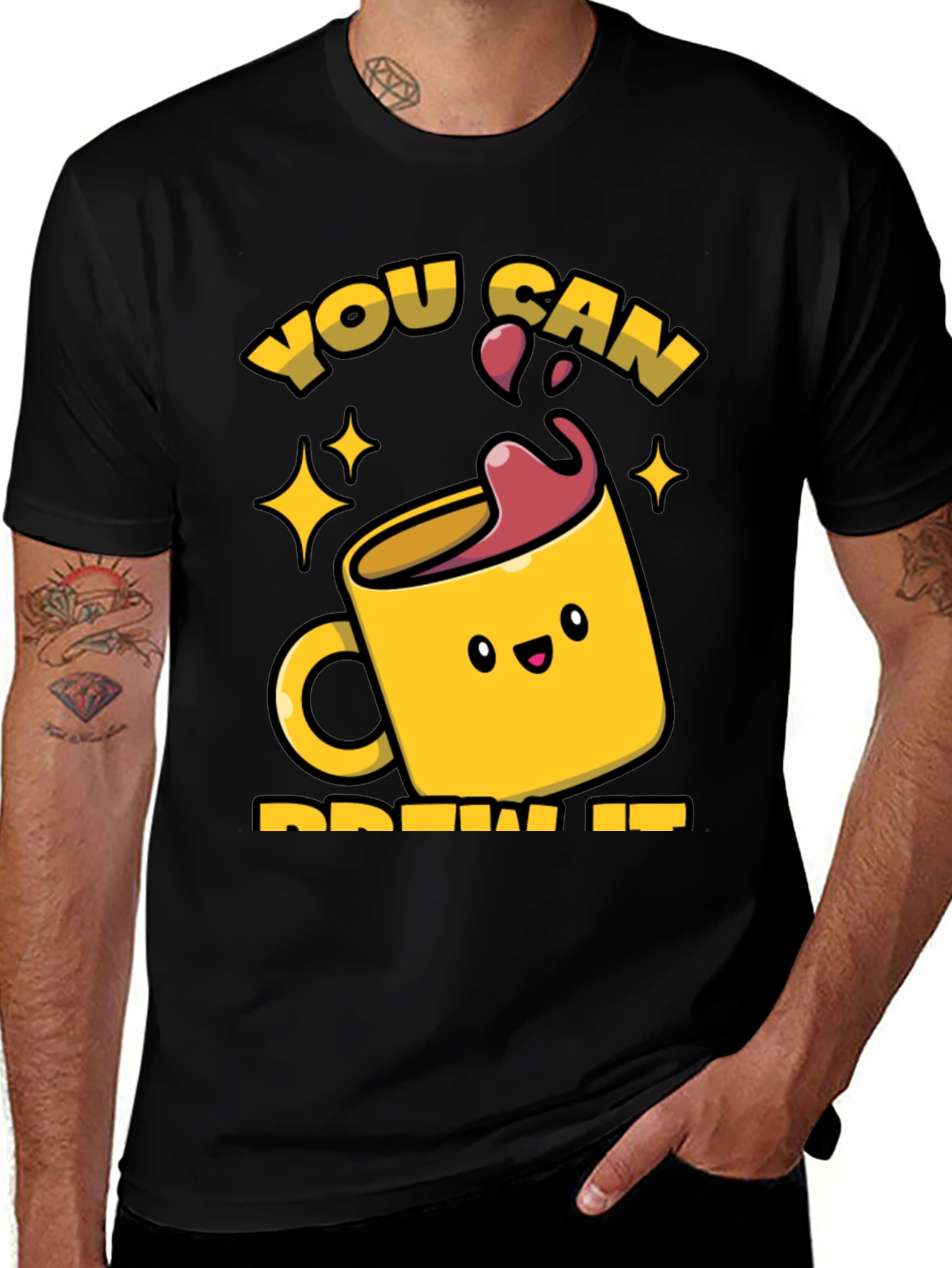 Brew It! Black Graphic Tee for Coffee Lovers