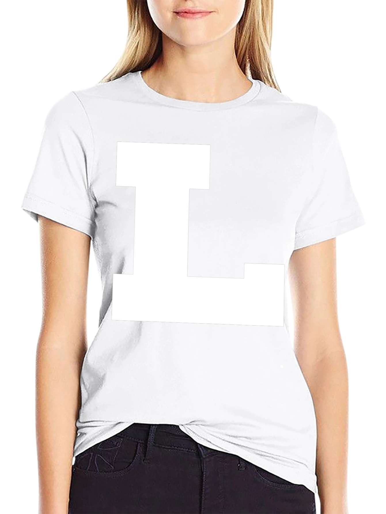 Bold Letter L Graphic Tee - Black
