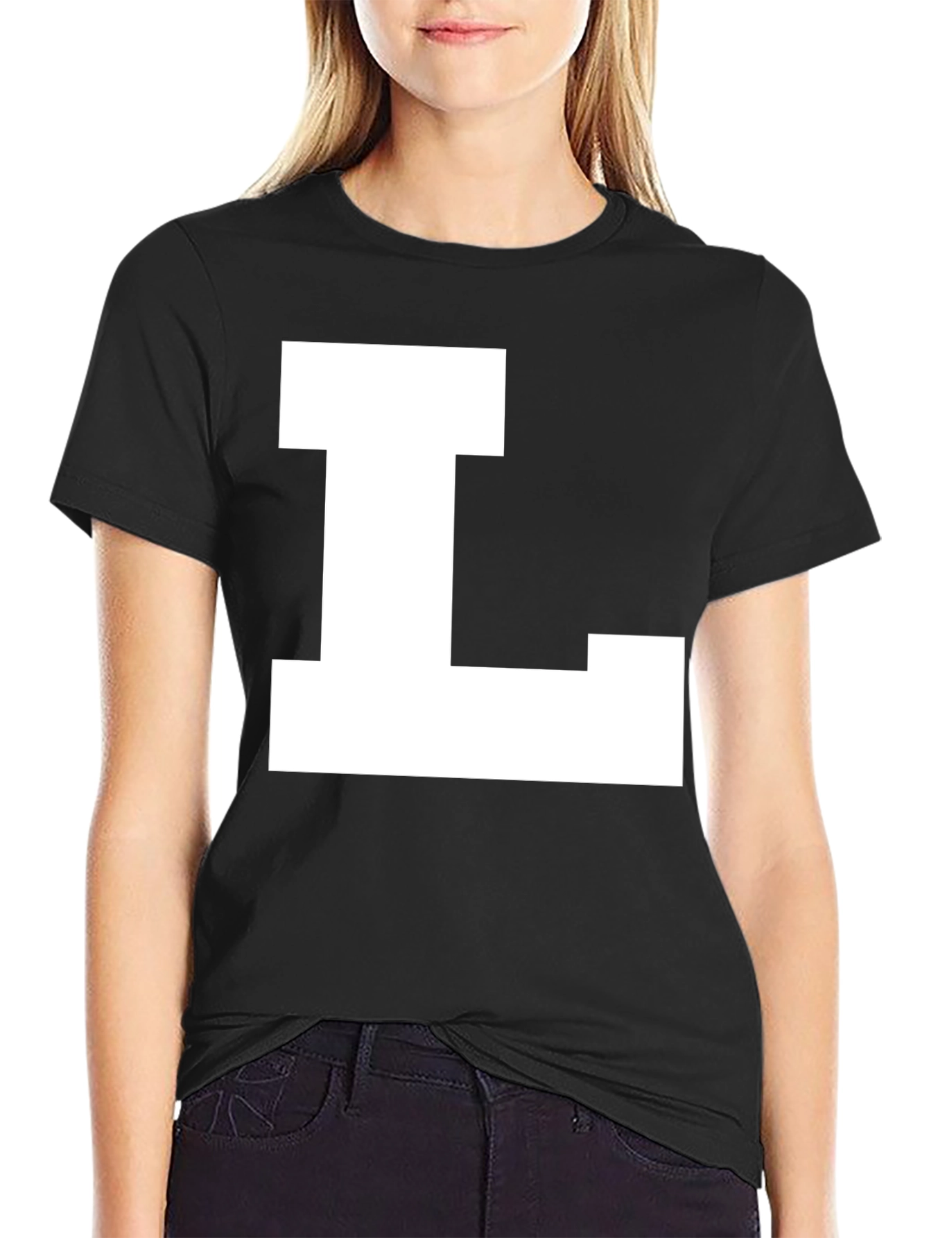 Bold Letter L Graphic Tee - Black