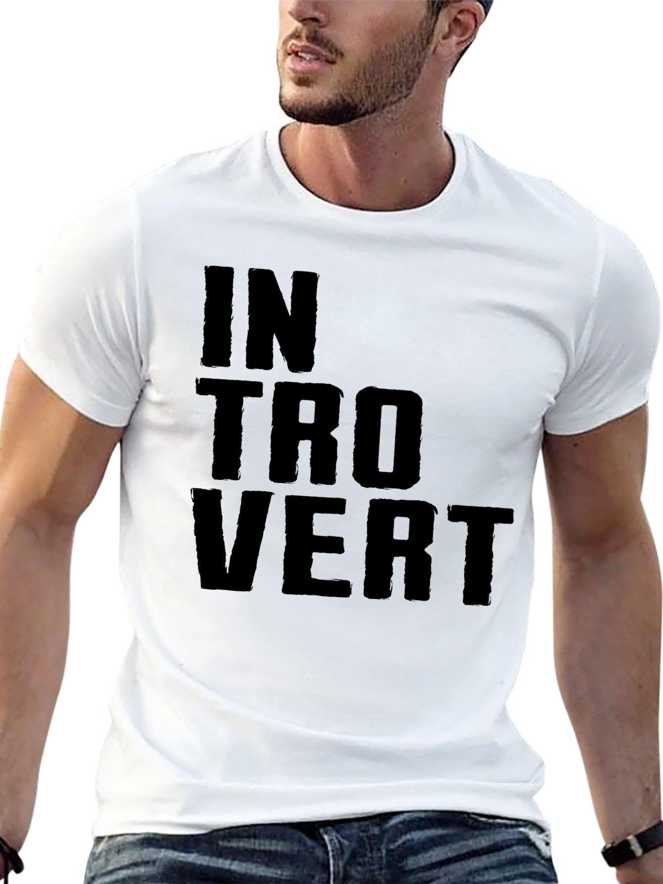 Introvert Graphic T-Shirt - Black Crew Neck Tee
