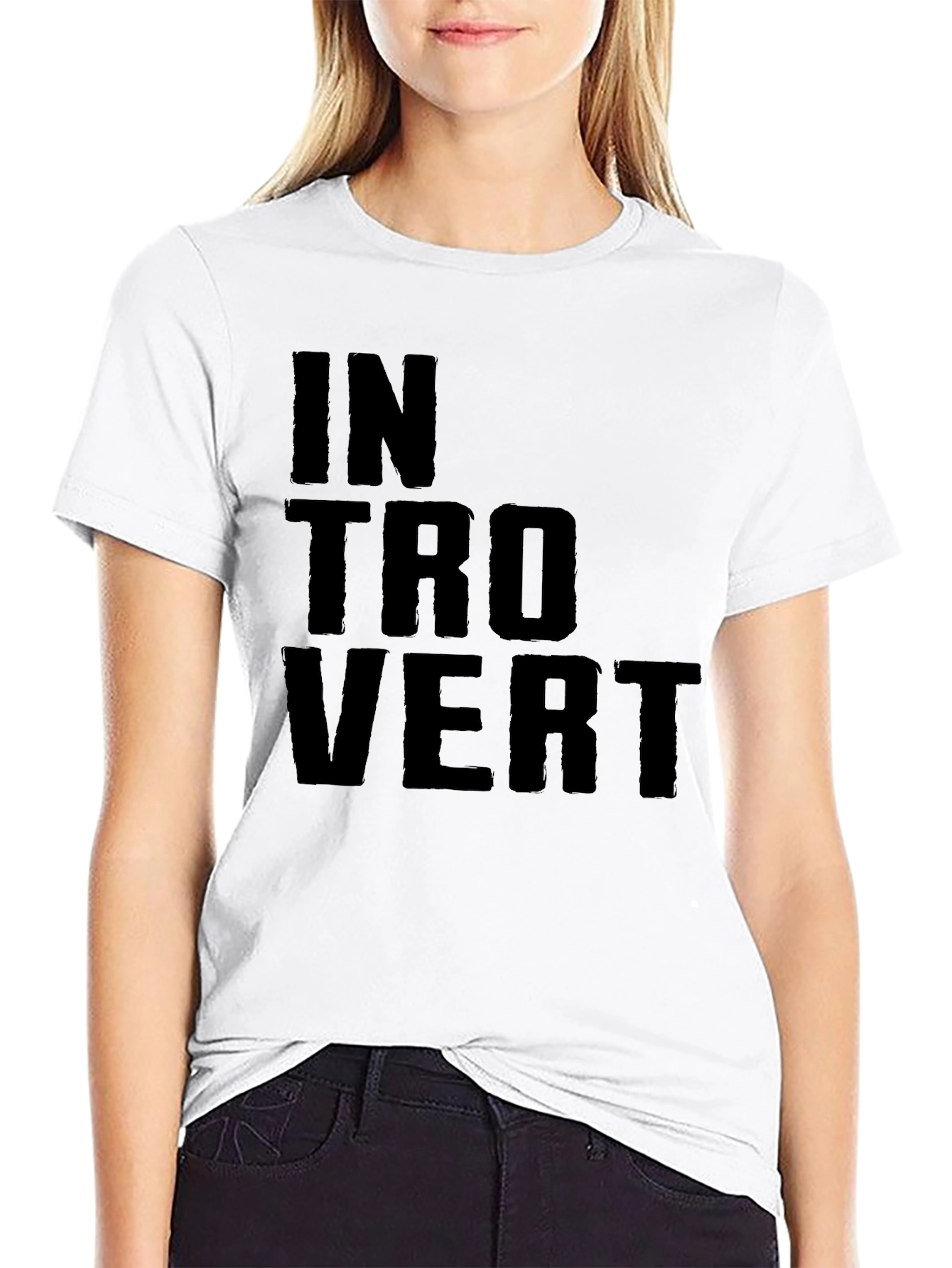 Introvert Graphic T-Shirt - Black Crew Neck Tee